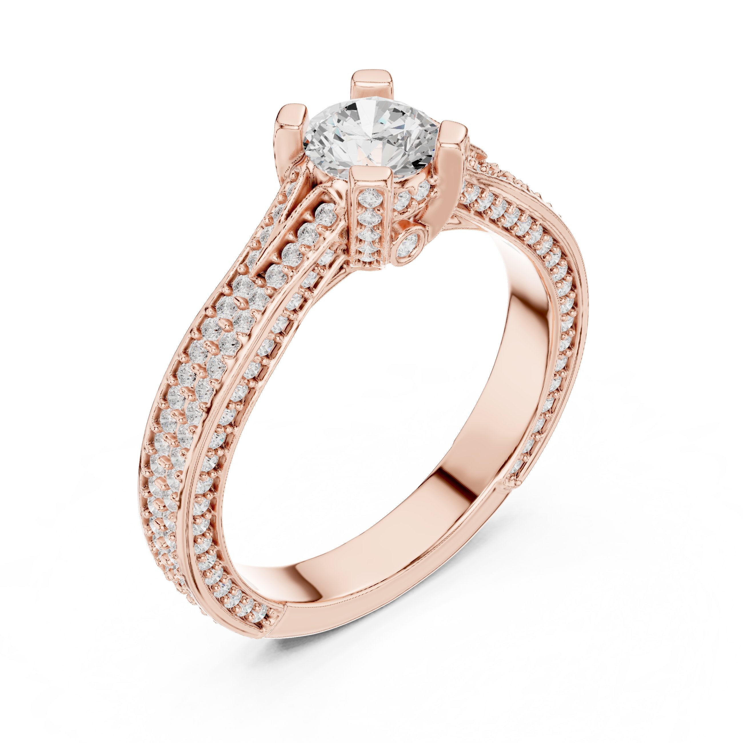 Prestige Cathedral Diamond Engagement Ring in Rose Gold - VYKA Diamonds