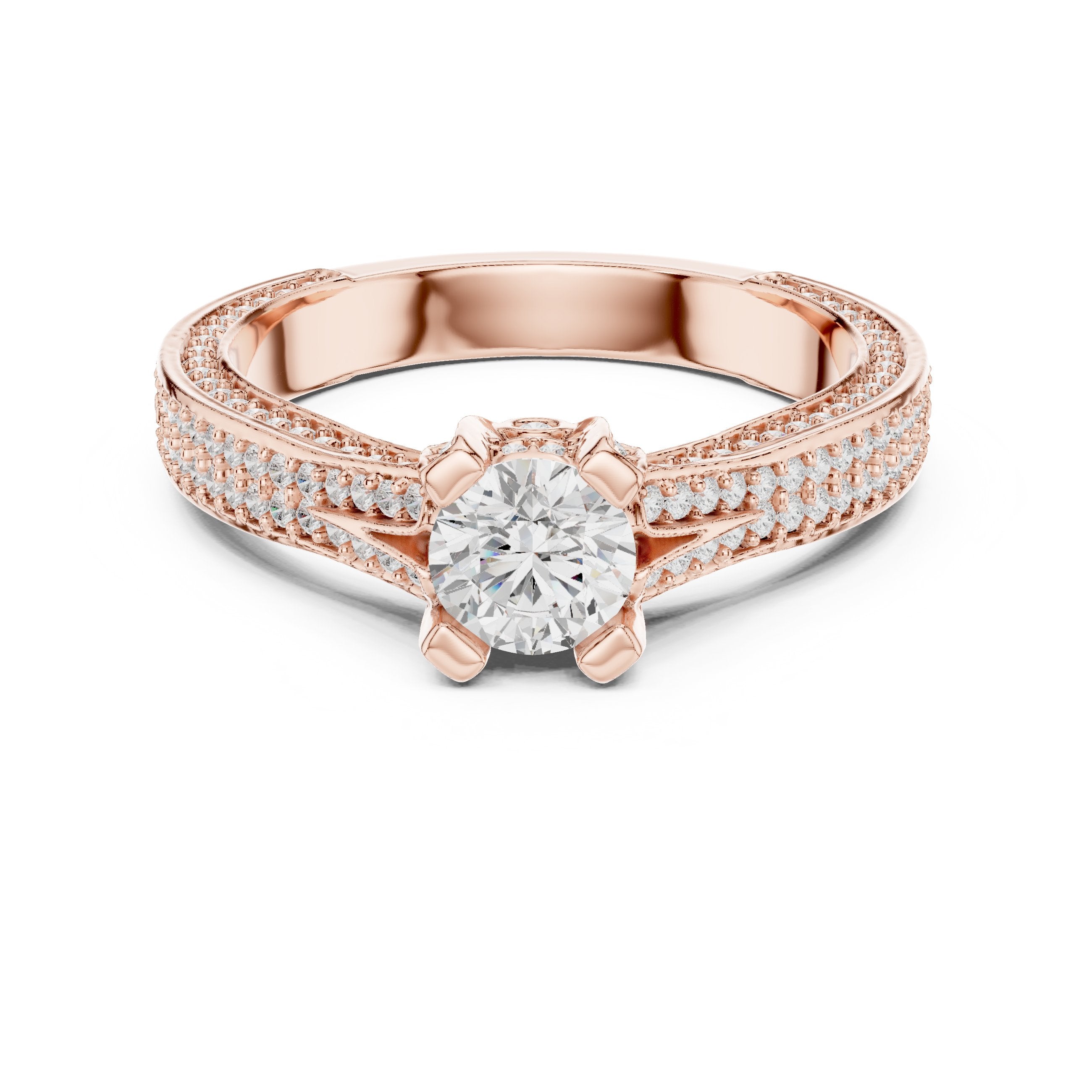 Prestige Cathedral Diamond Engagement Ring in Rose Gold - VYKA Diamonds