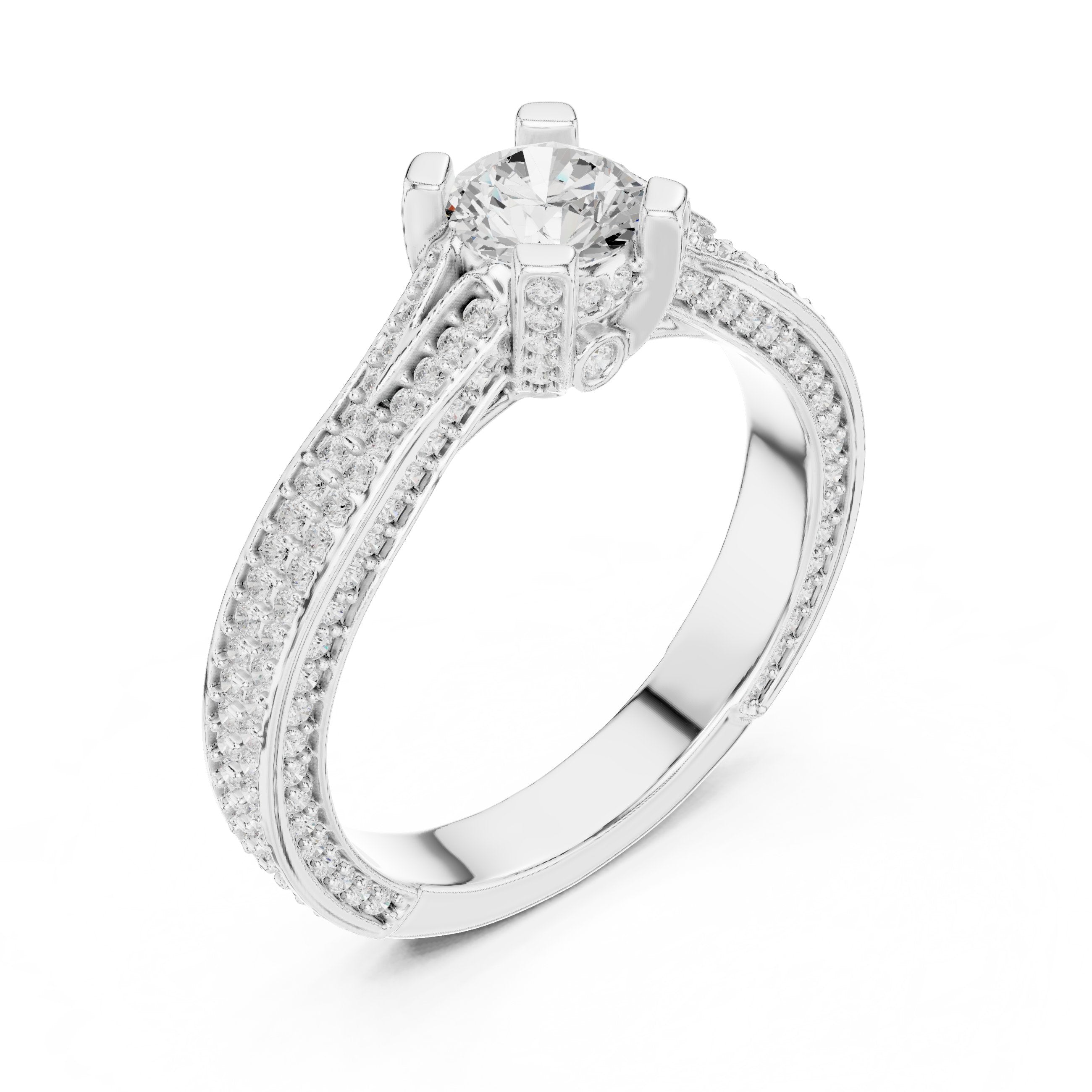 Prestige Cathedral Diamond Engagement Ring in White Gold - VYKA Diamonds