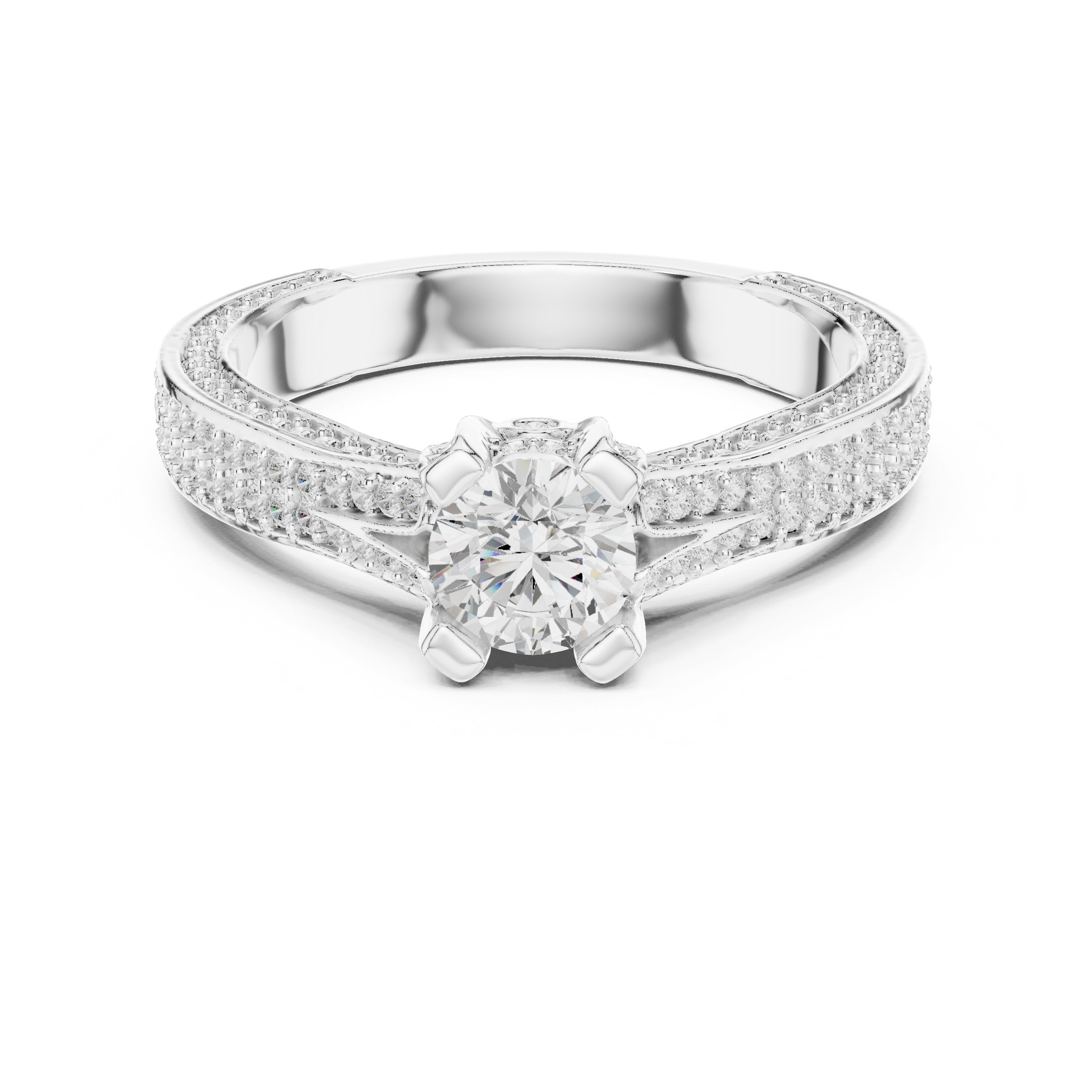 Prestige Cathedral Diamond Engagement Ring in White Gold - VYKA Diamonds