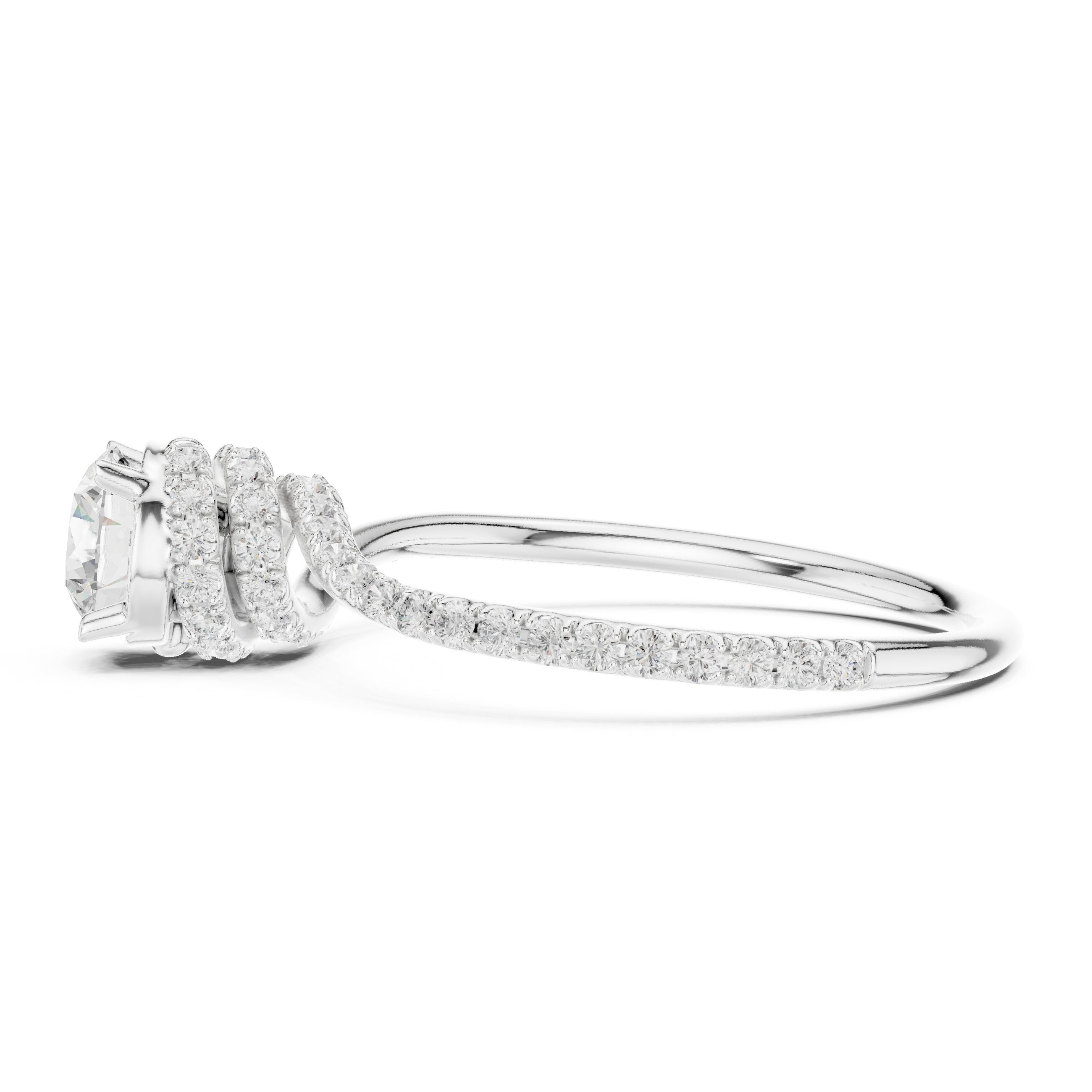 خاتم خطوبة ألماس مستدير بافيه التفافي in White Gold - VYKA Diamonds