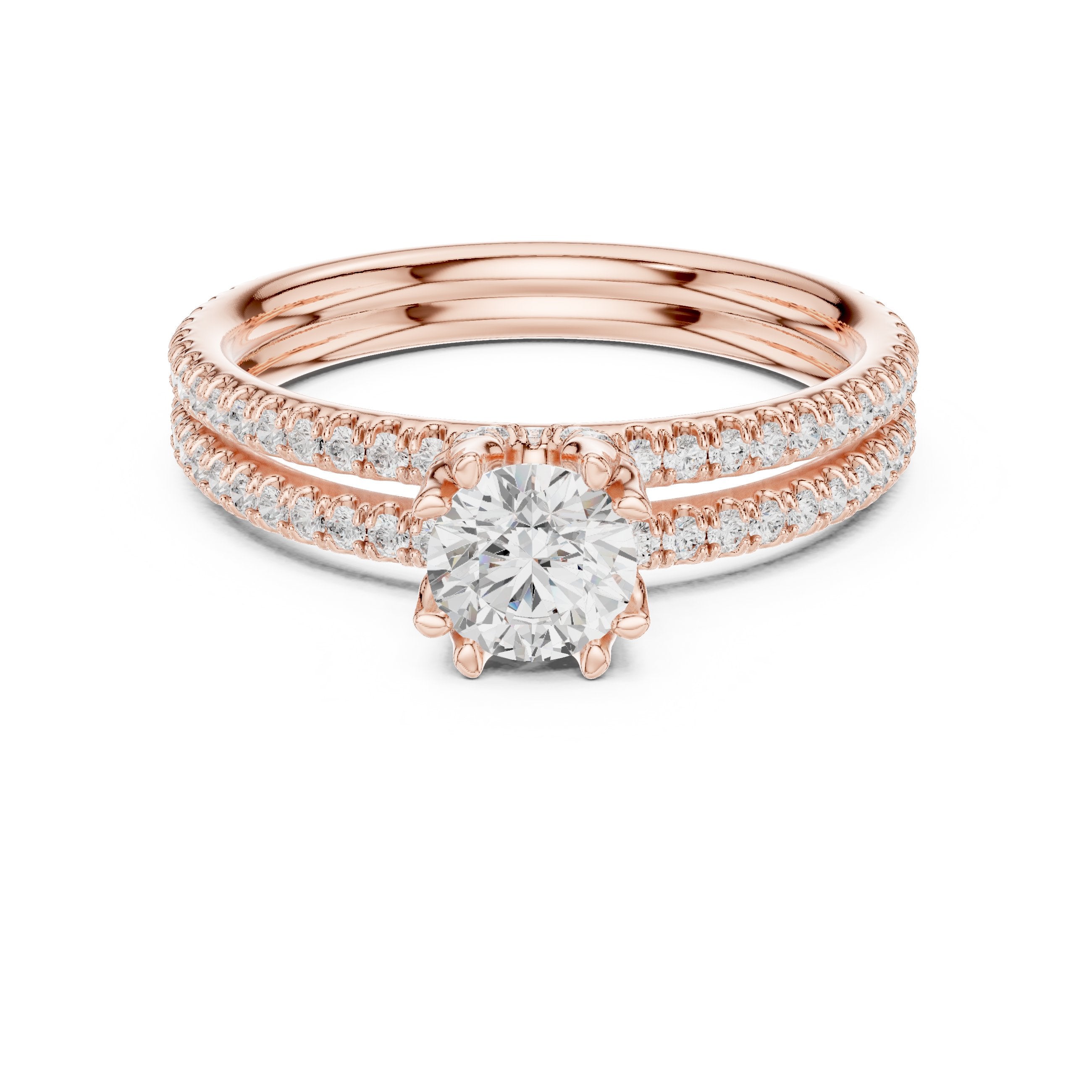 Golden Channel Set Diamond Engagement Ring in Rose Gold - VYKA Diamonds