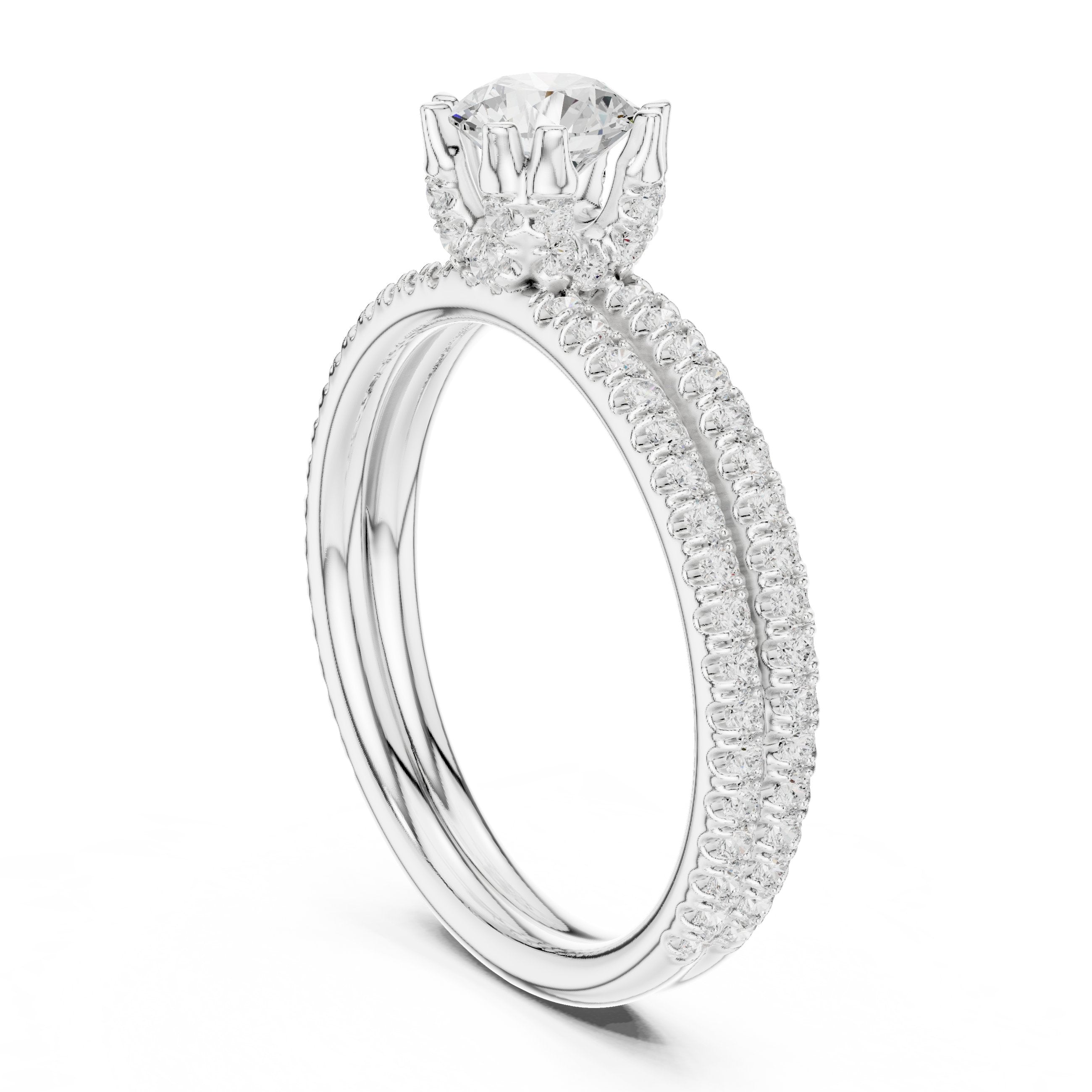 Golden Channel Set Diamond Engagement Ring in White Gold - VYKA Diamonds
