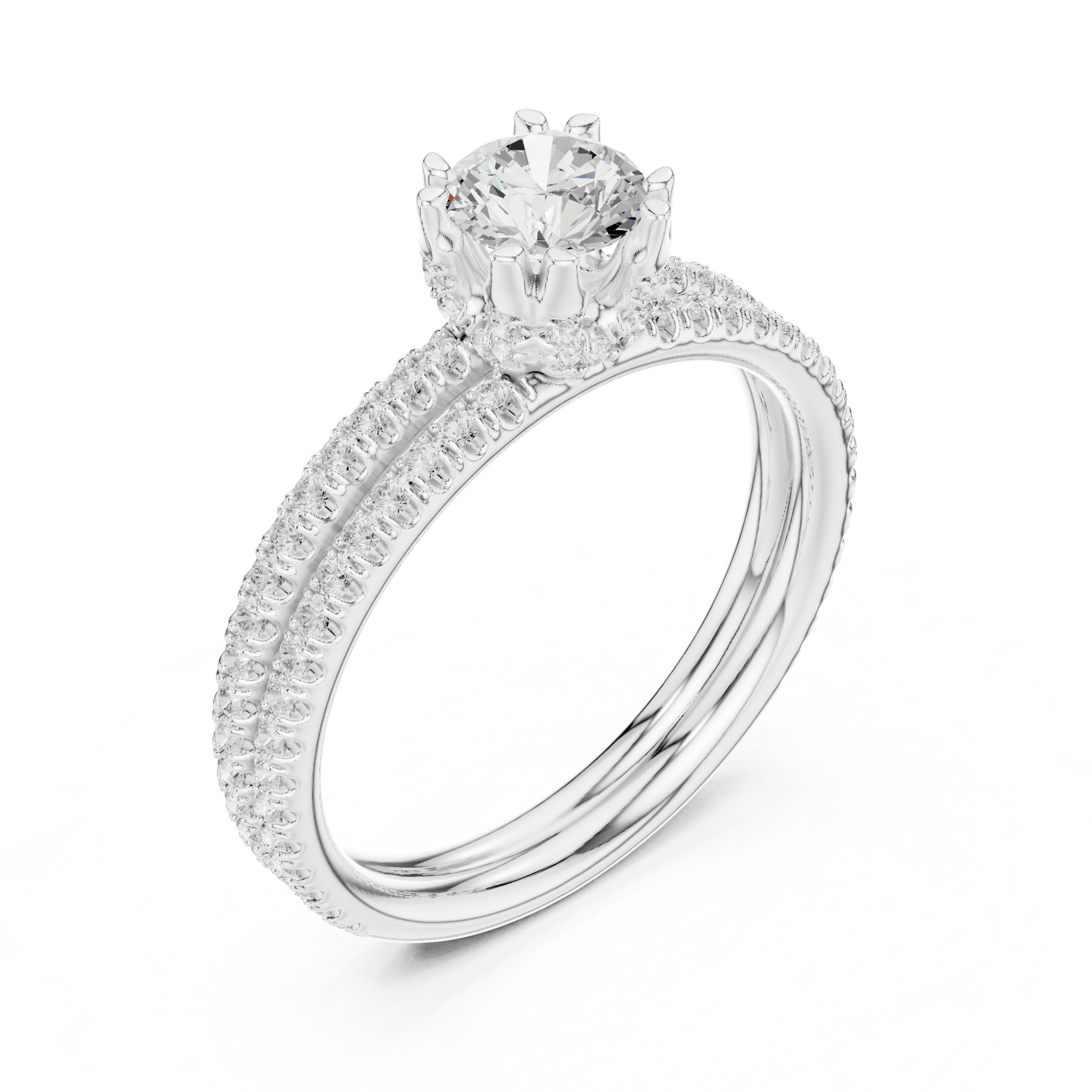 Golden Channel Set Diamond Engagement Ring in White Gold - VYKA Diamonds