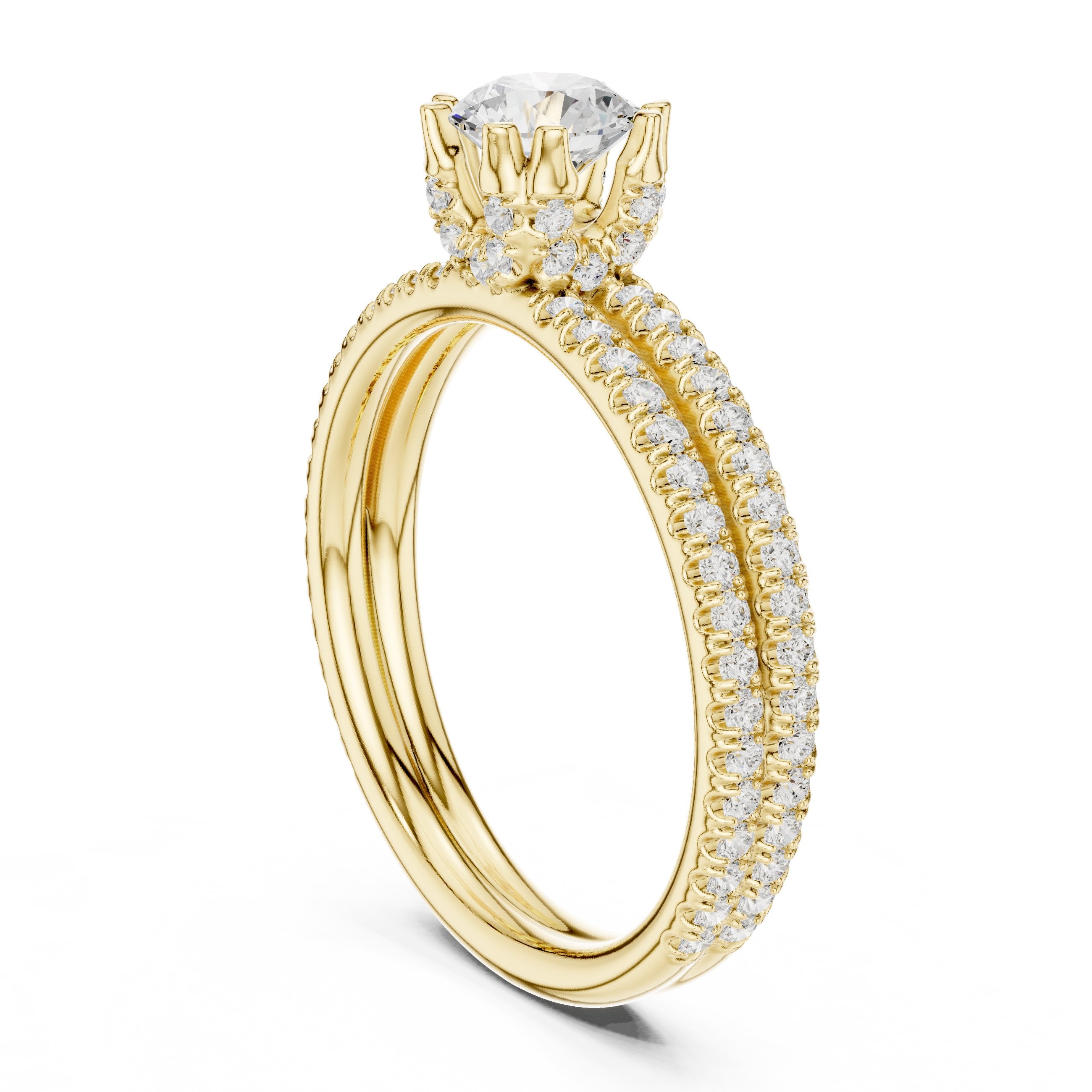 Golden Channel Set Diamond Engagement Ring in Yellow Gold - VYKA Diamonds