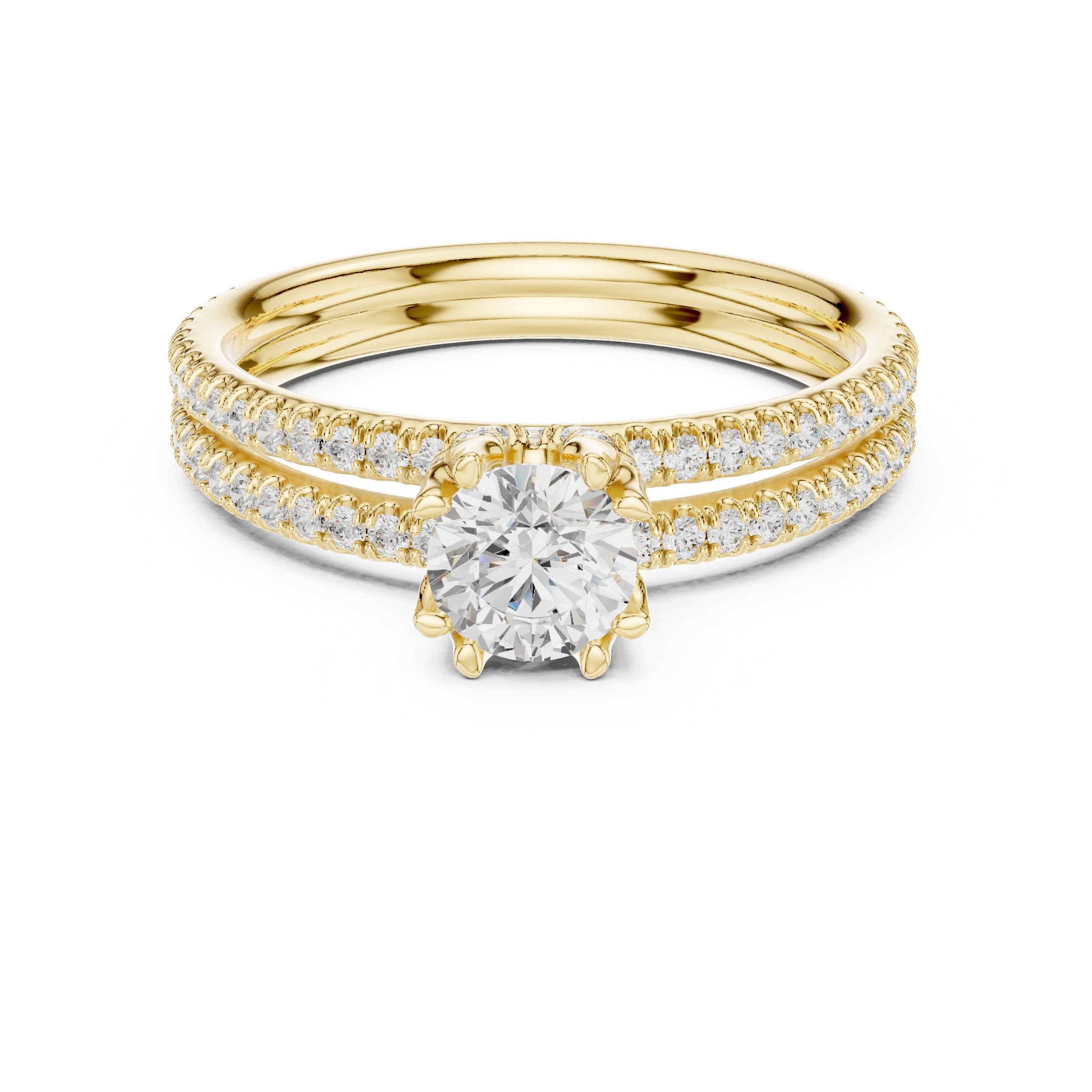 Golden Channel Set Diamond Engagement Ring in Yellow Gold - VYKA Diamonds