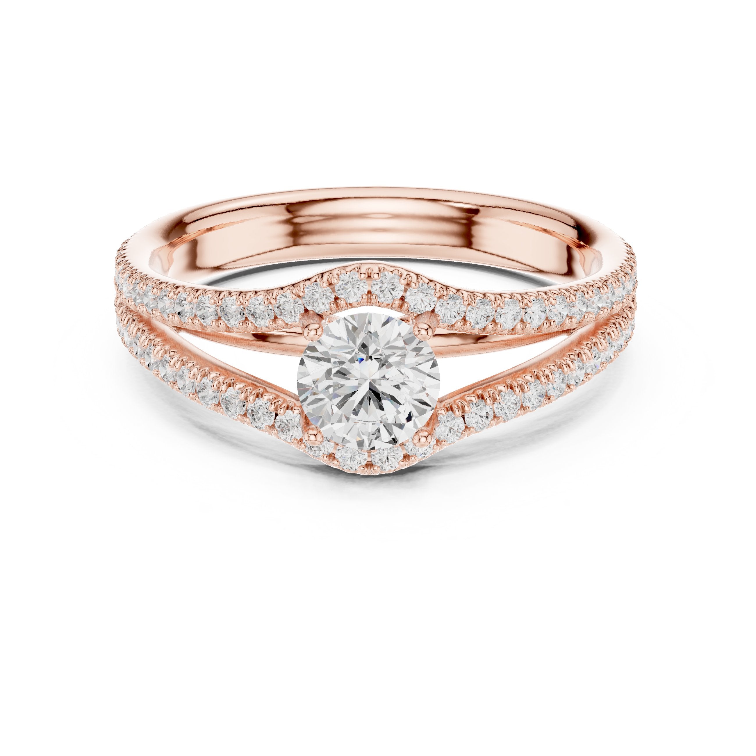 Radiant Geometric Diamond Engagement Ring in Rose Gold - VYKA Diamonds