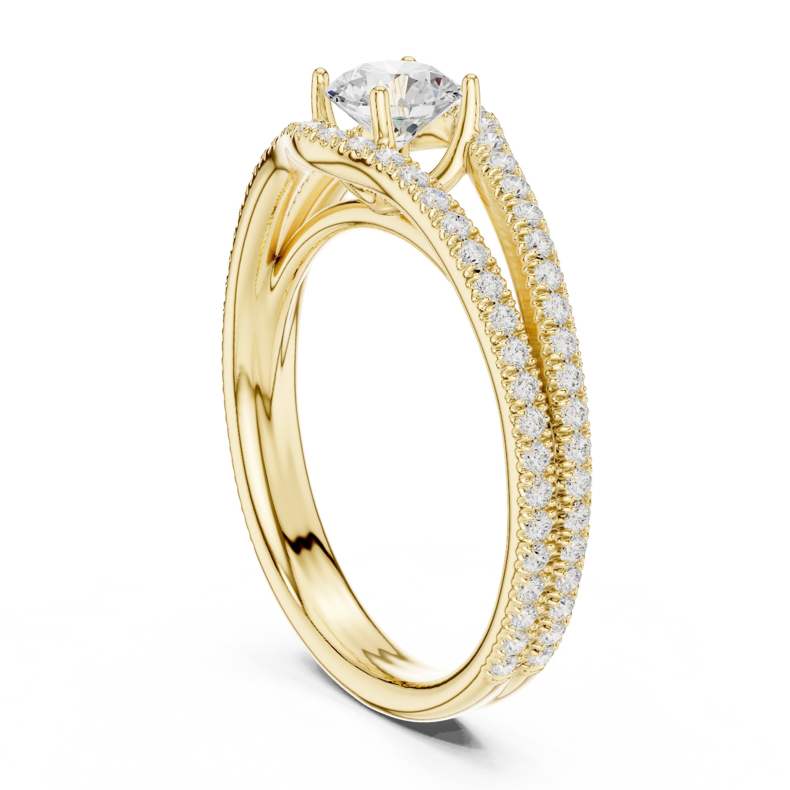 Radiant Geometric Diamond Engagement Ring in Yellow Gold - VYKA Diamonds