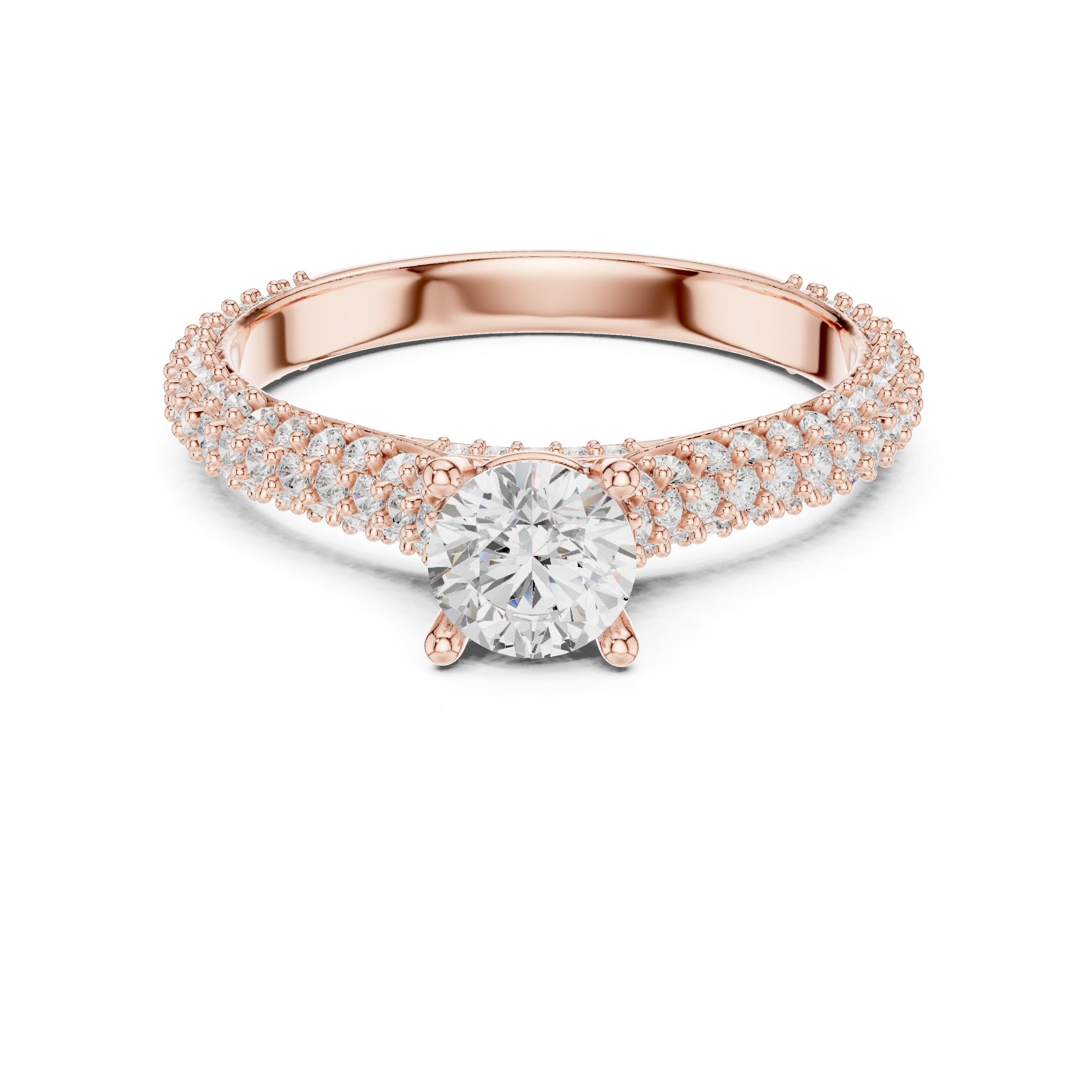 Sublime Pave Diamond Engagement Ring in Rose Gold - VYKA Diamonds
