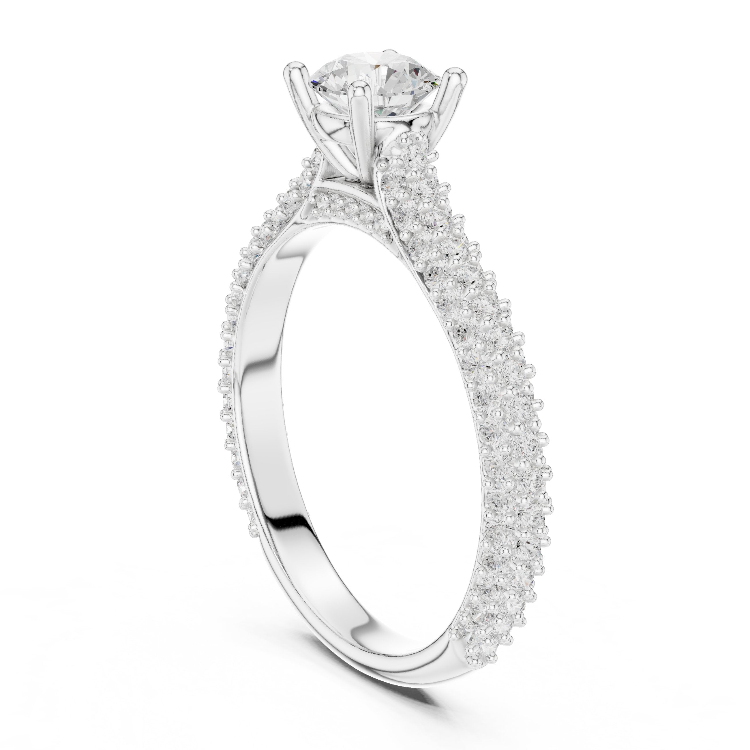 Sublime Pave Diamond Engagement Ring in White Gold - VYKA Diamonds