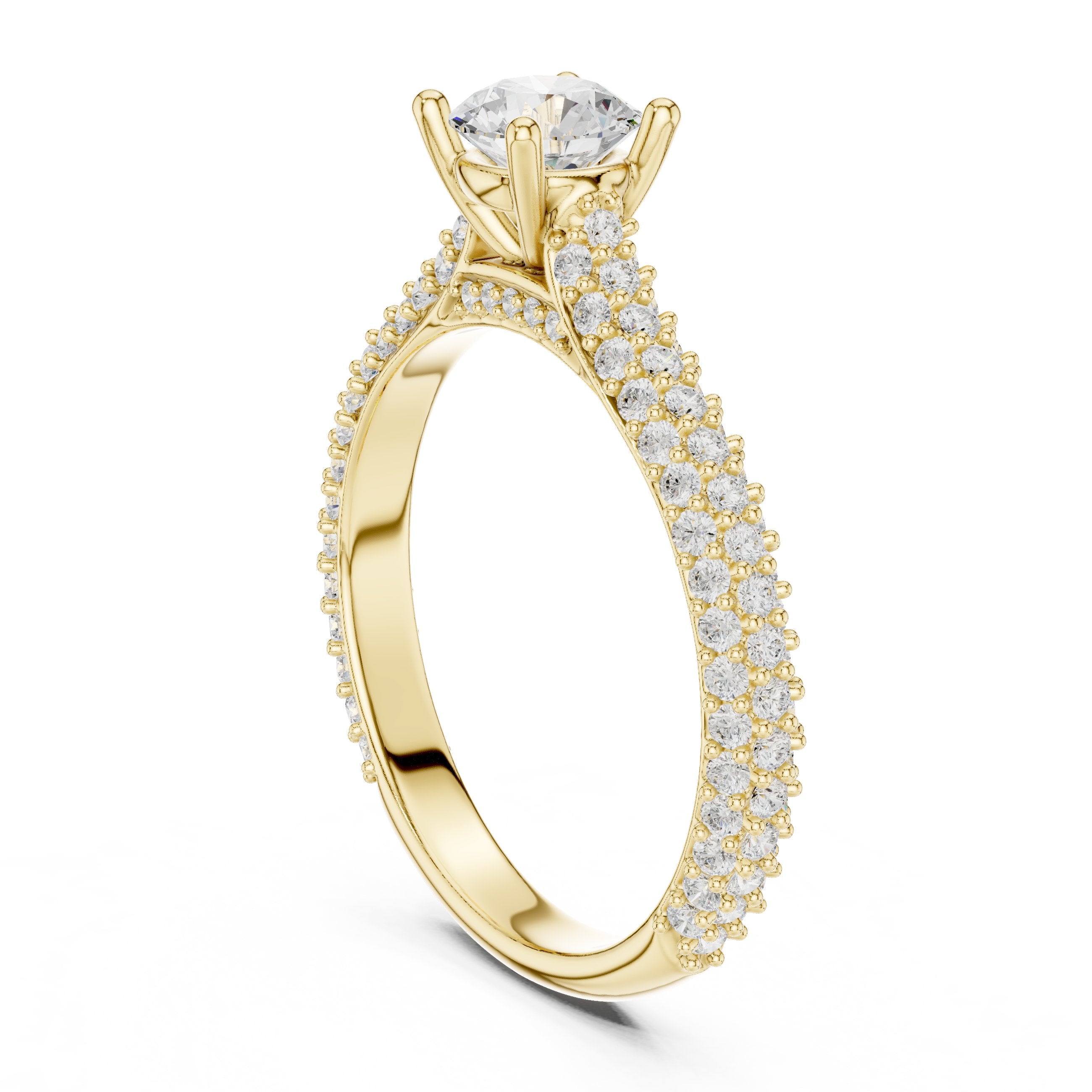 Sublime Pave Diamond Engagement Ring in Yellow Gold - VYKA Diamonds