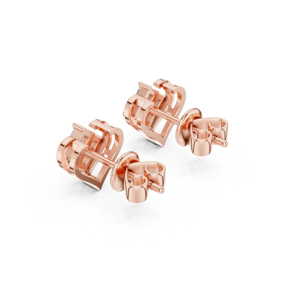 Heart Princess Cluster Diamond Stud Earrings