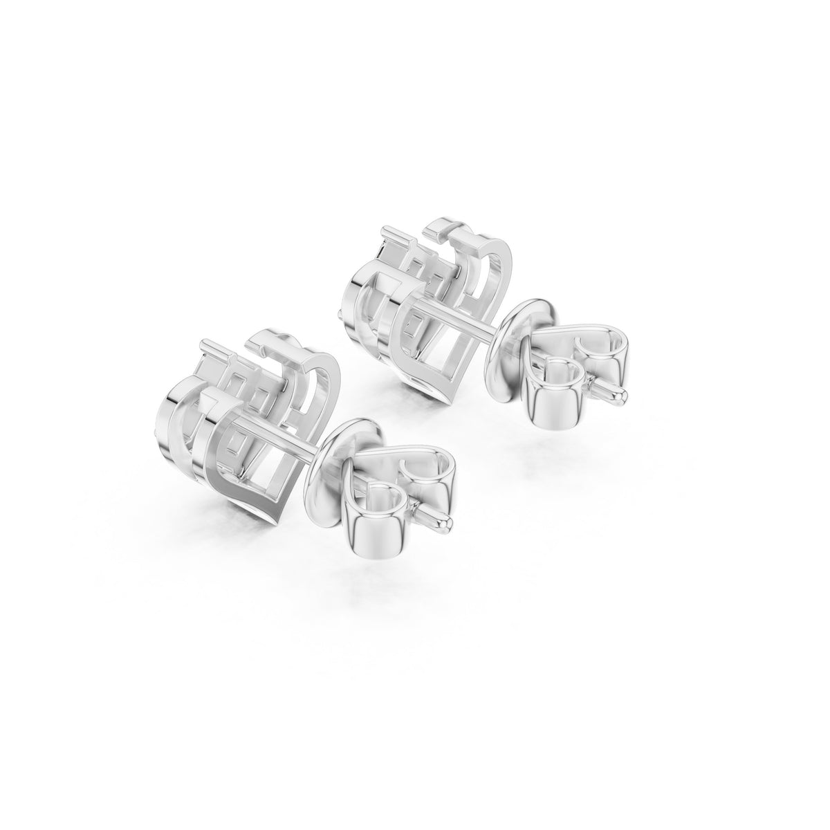 Heart Princess Cluster Diamond Stud Earrings
