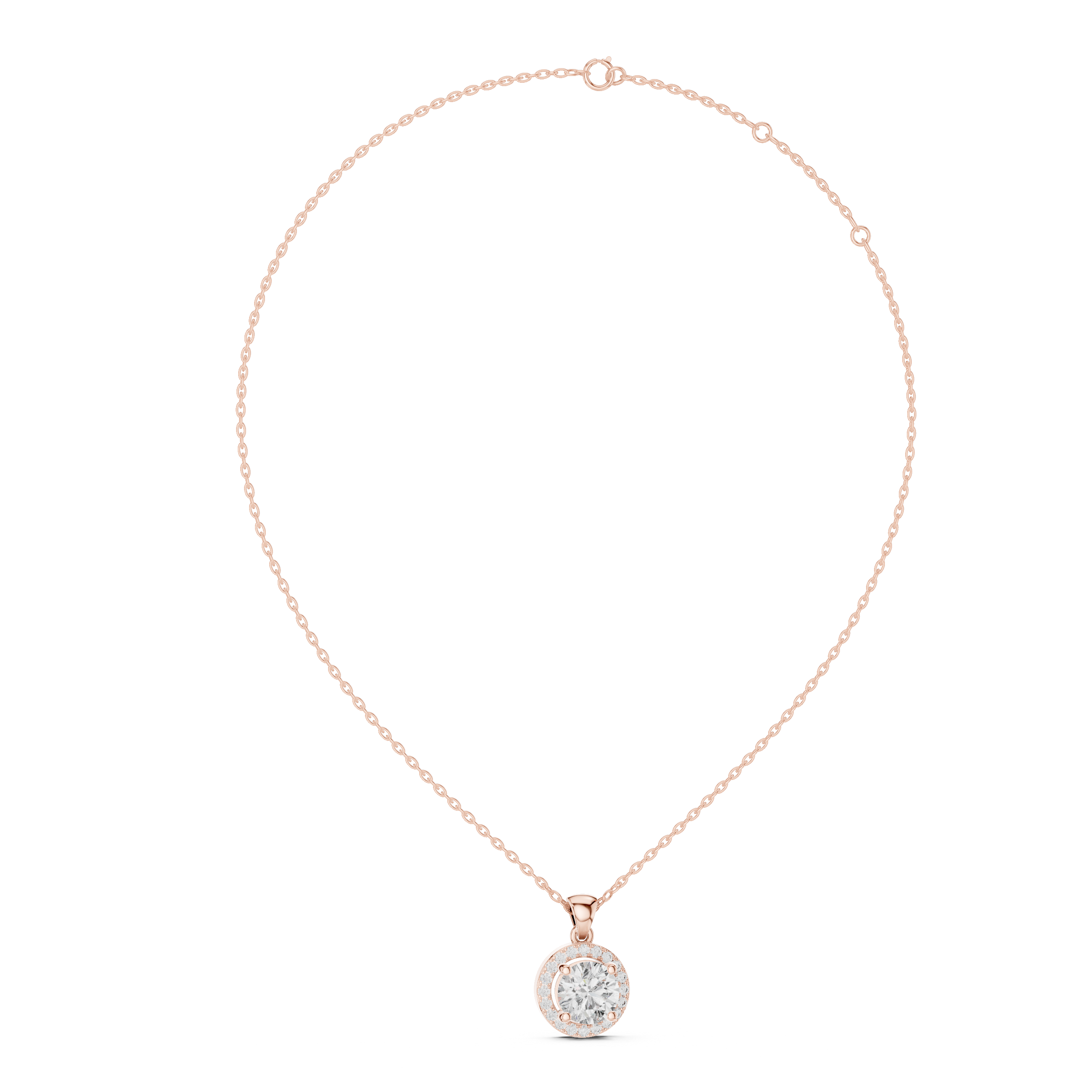 Floating Round Diamond Pendant in Rose Gold - VYKA Diamonds