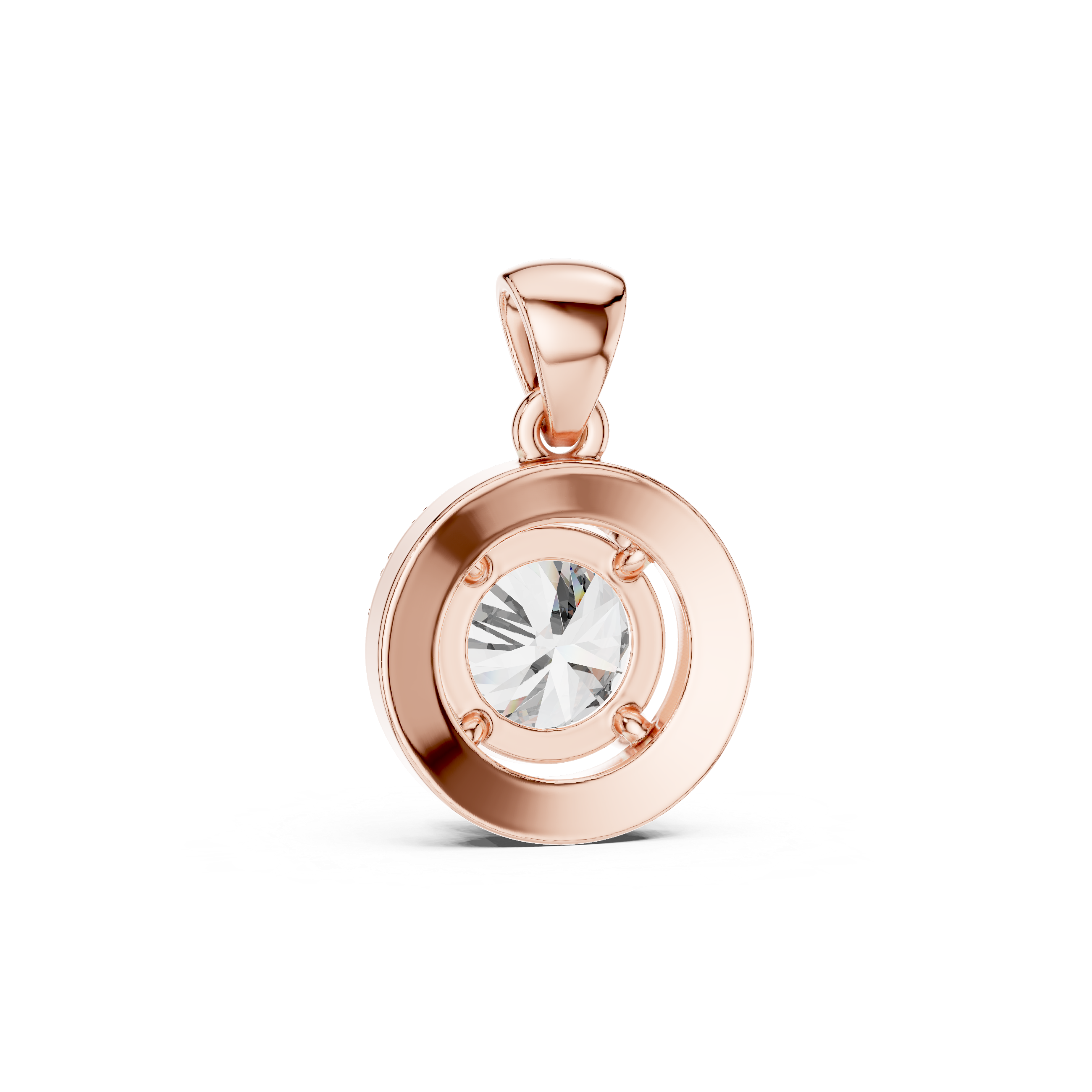 Floating Round Diamond Pendant in Rose Gold - VYKA Diamonds