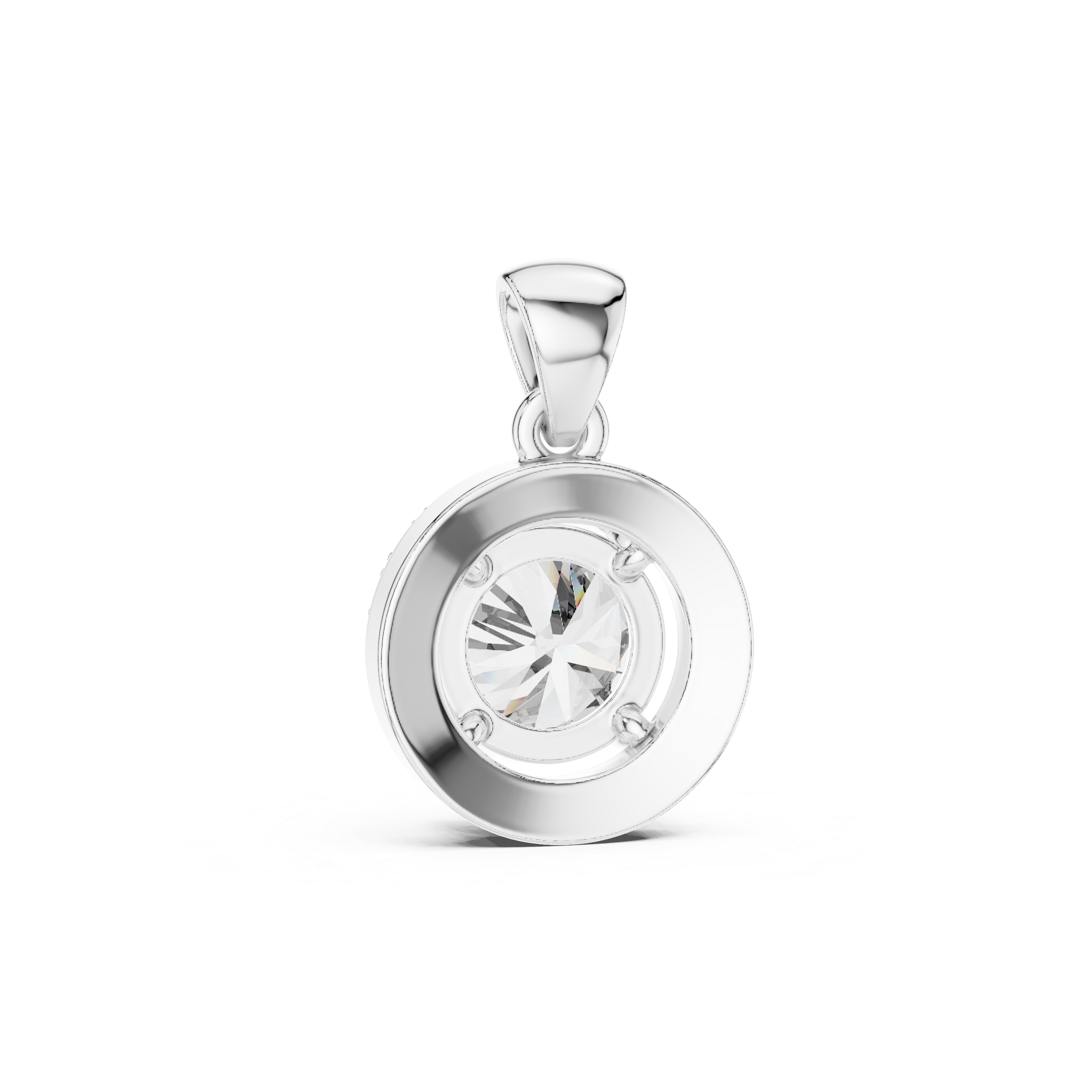 Floating Round Diamond Pendant in White Gold - VYKA Diamonds