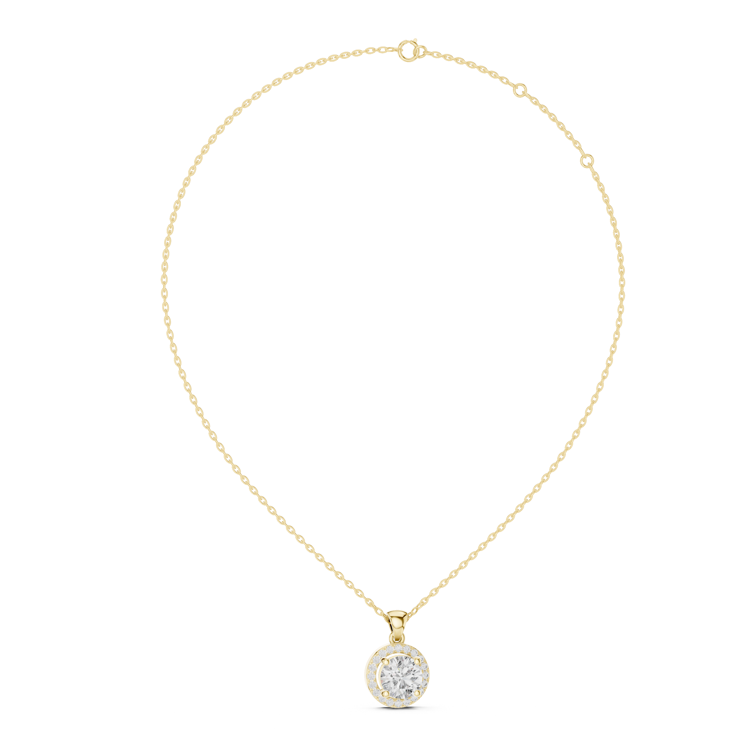 Floating Round Diamond Pendant in Yellow Gold - VYKA Diamonds