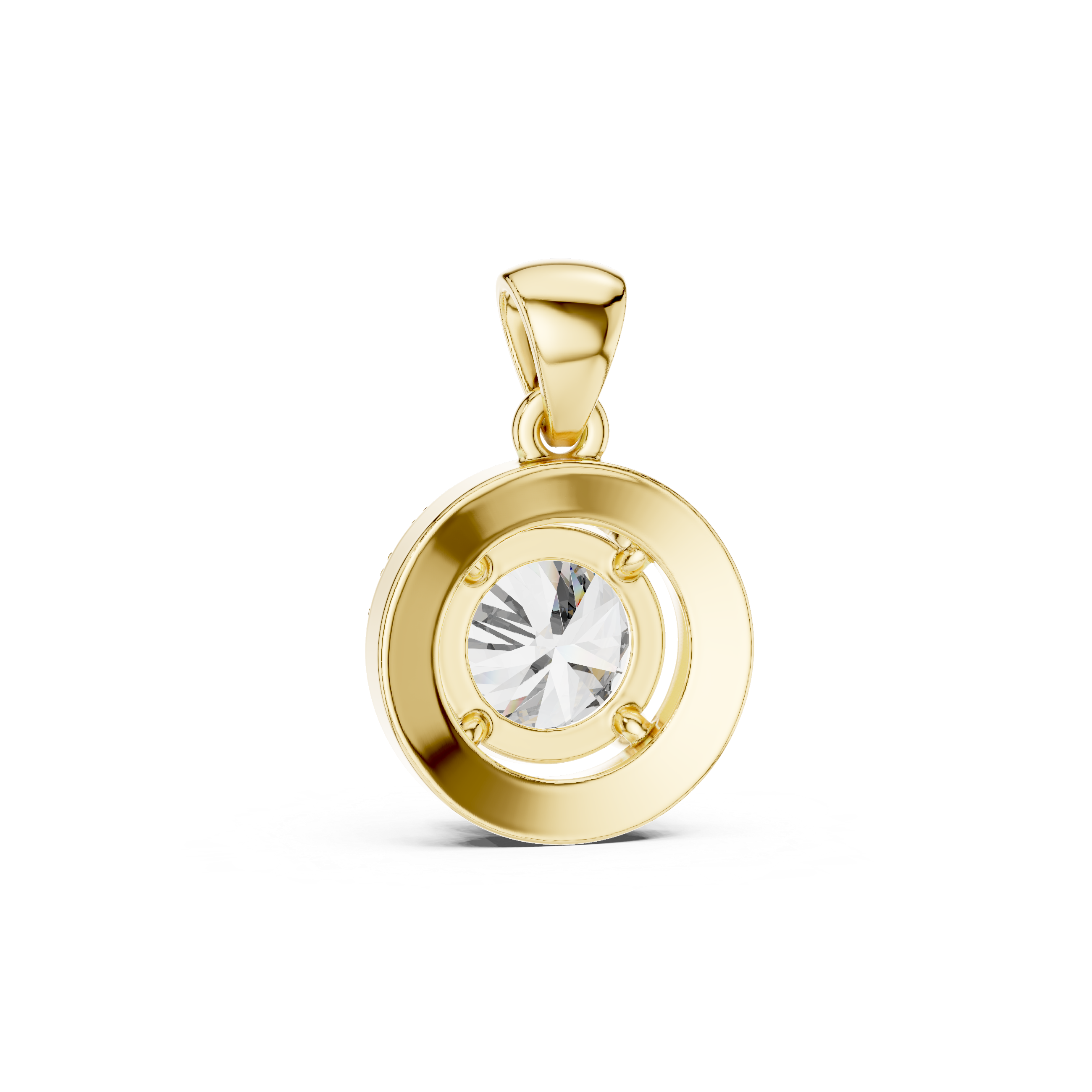 Floating Round Diamond Pendant in Yellow Gold - VYKA Diamonds