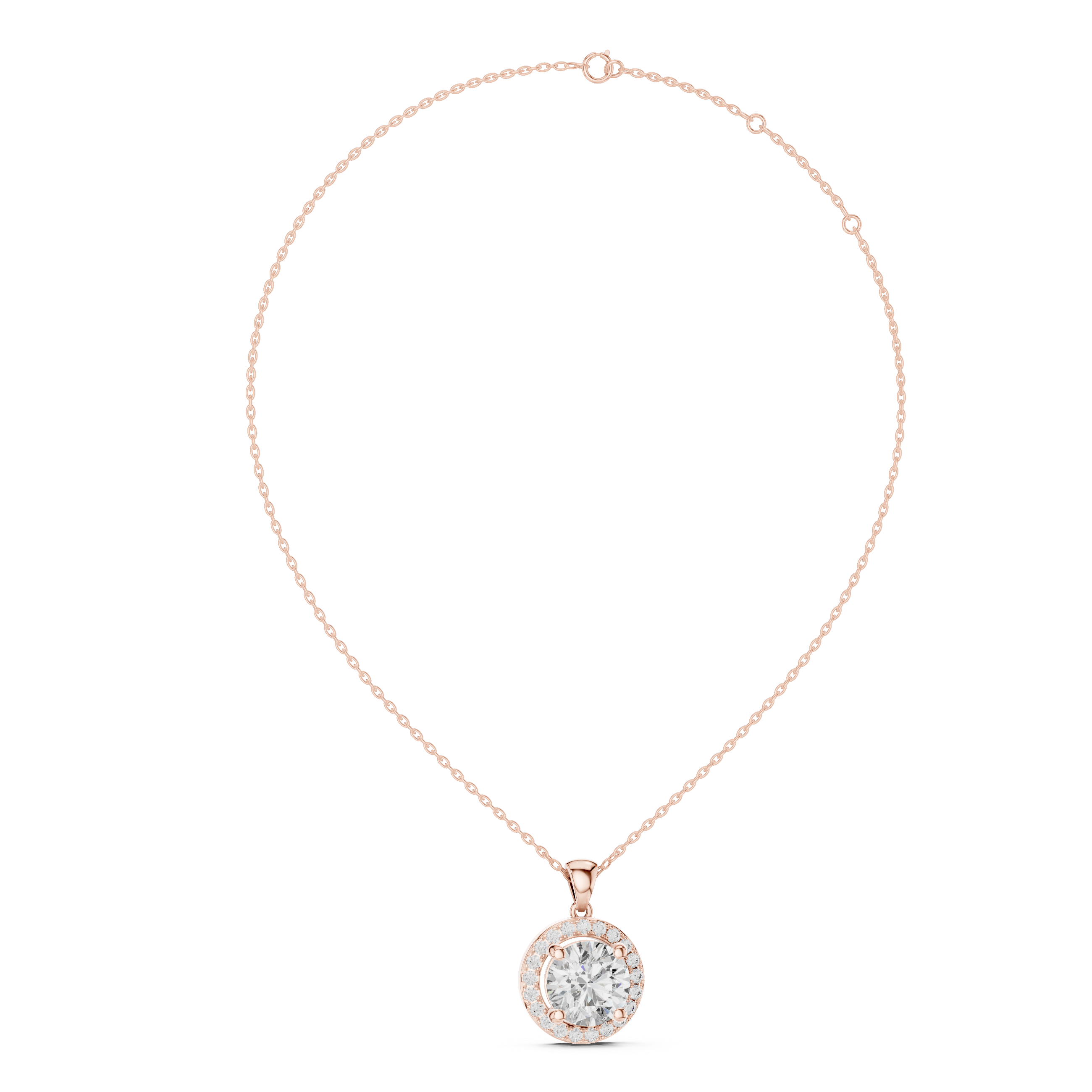 Round Bezel Frame Diamond Pendant in Rose Gold - VYKA Diamonds