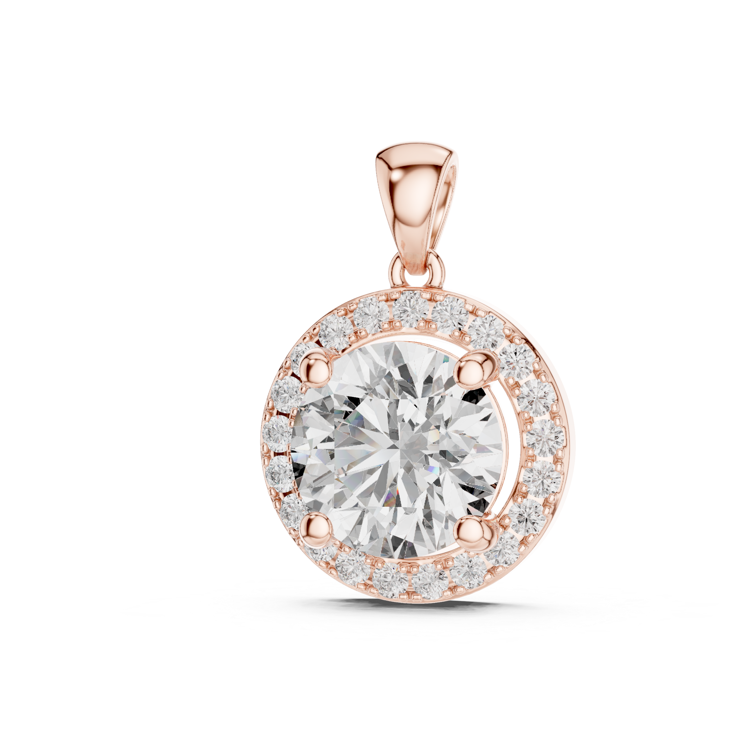 Round Bezel Frame Diamond Pendant in Rose Gold - VYKA Diamonds