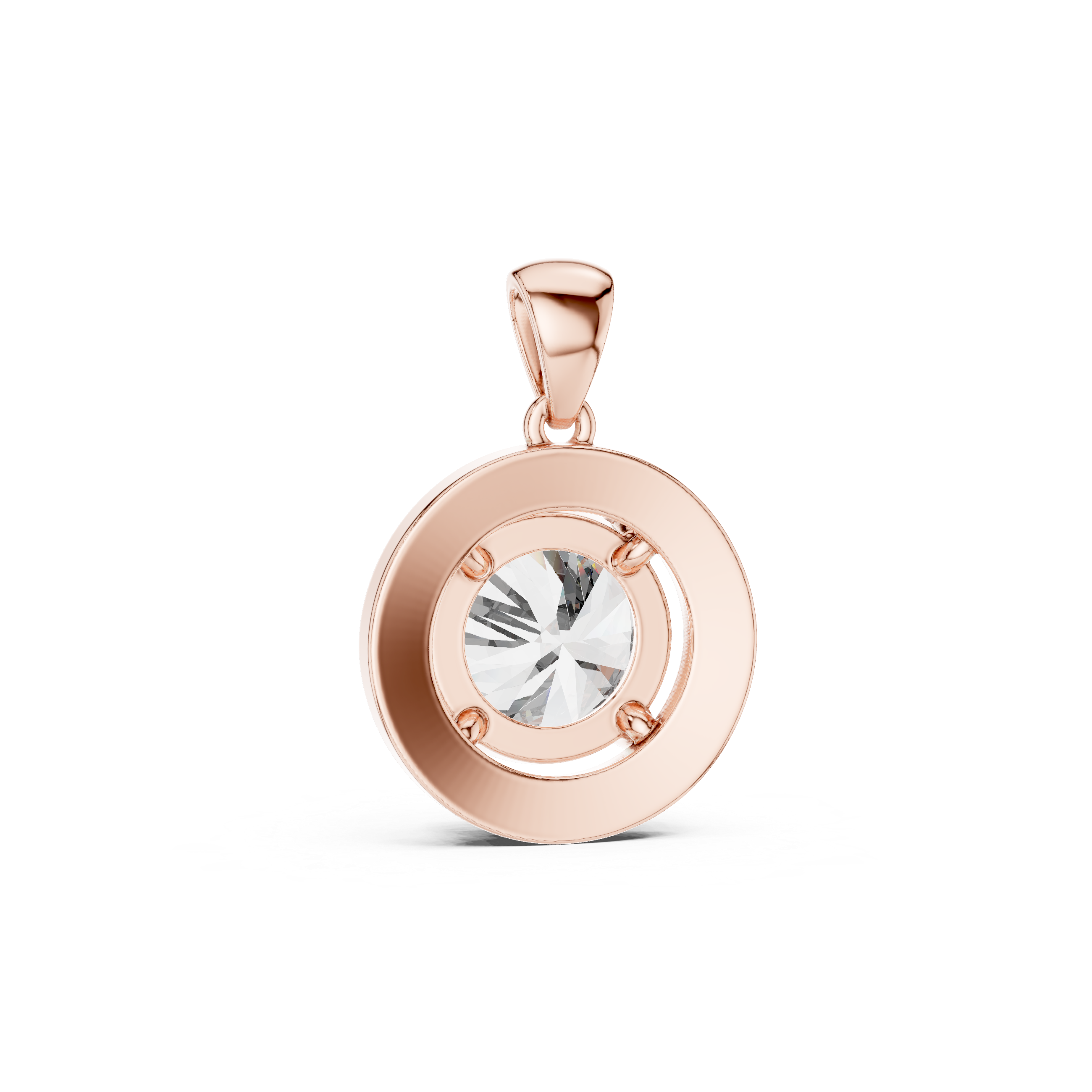 Round Bezel Frame Diamond Pendant in Rose Gold - VYKA Diamonds