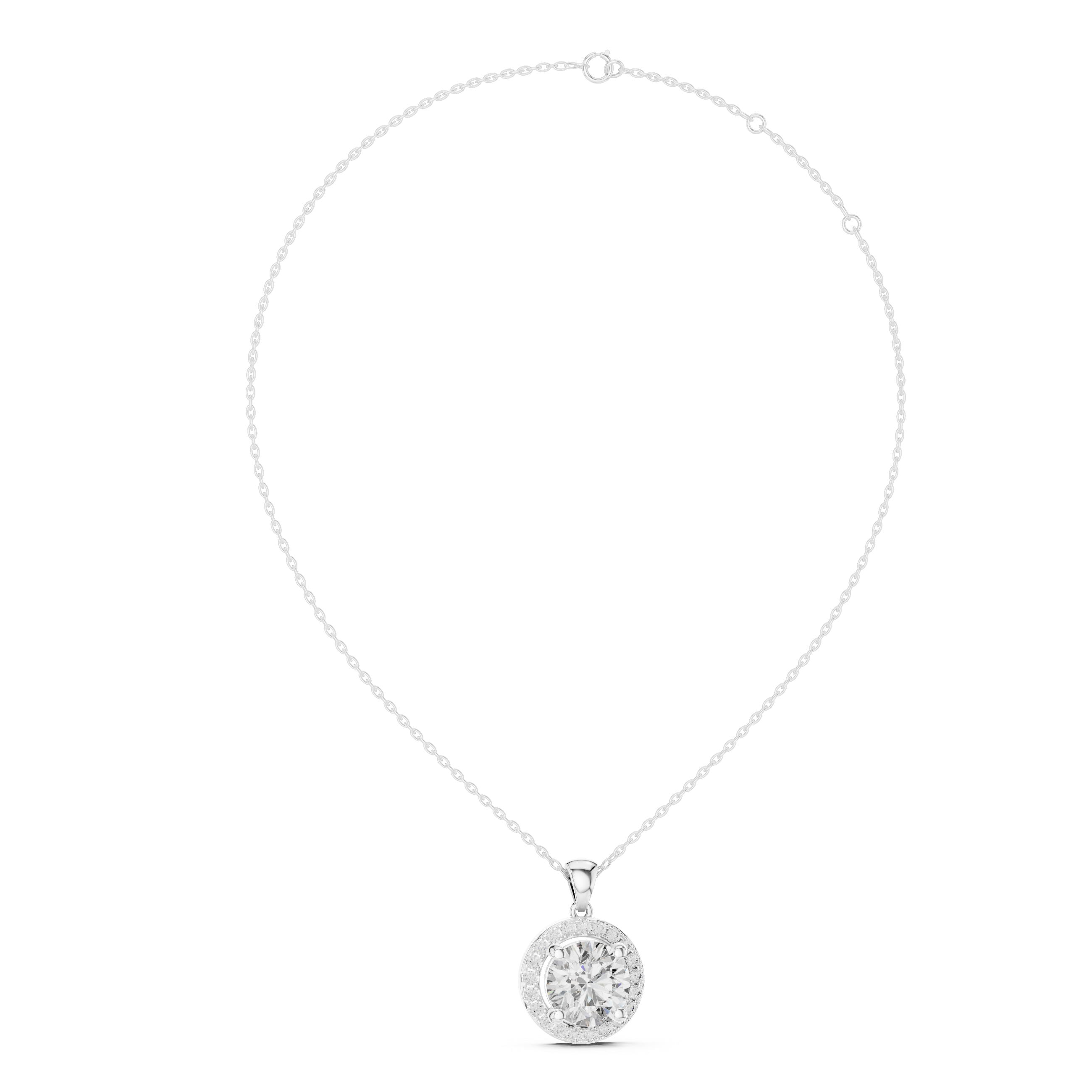 Round Bezel Frame Diamond Pendant in White Gold - VYKA Diamonds