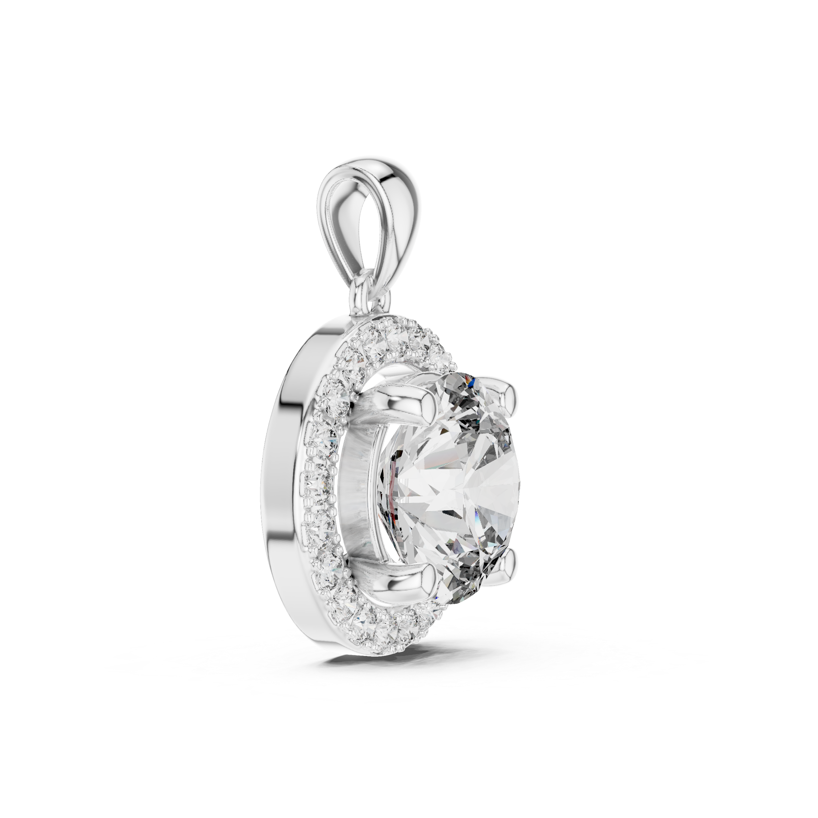 Round Bezel Frame Diamond Pendant in White Gold - VYKA Diamonds