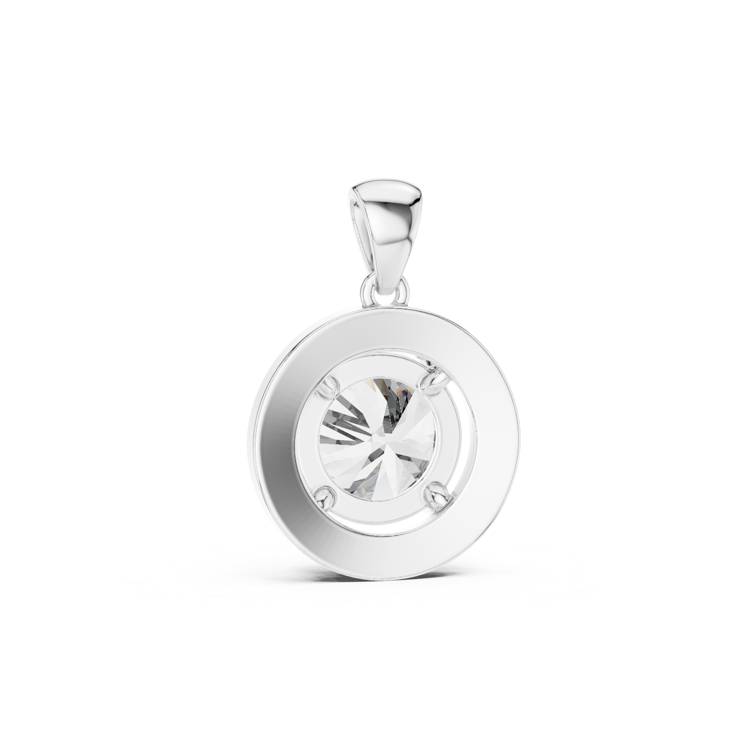 Round Bezel Frame Diamond Pendant in White Gold - VYKA Diamonds