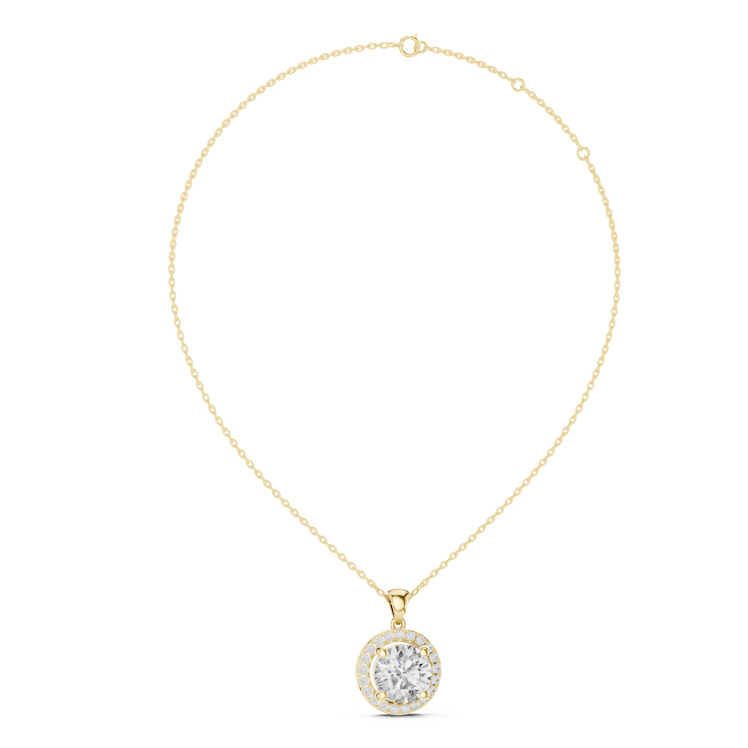 Round Bezel Frame Diamond Pendant in Yellow Gold - VYKA Diamonds