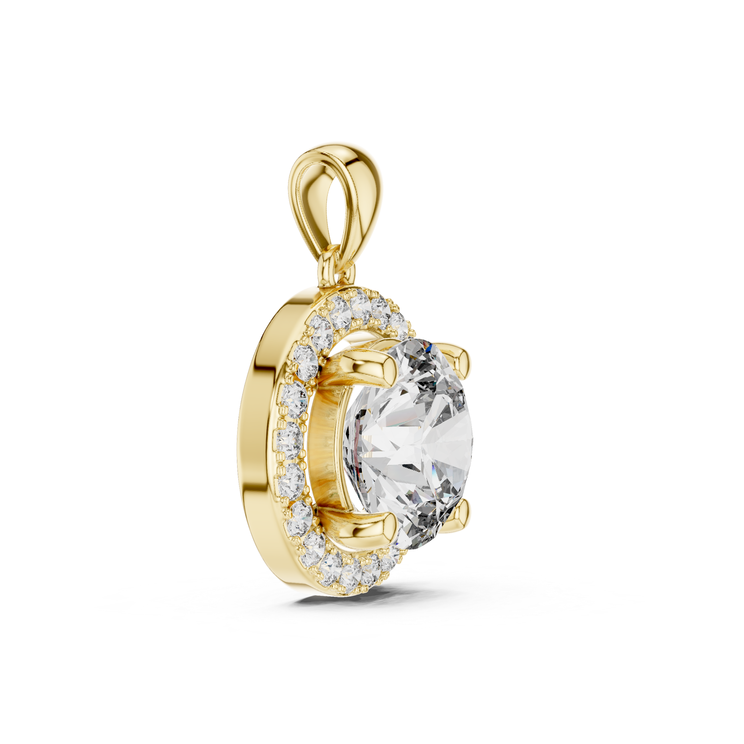 Round Bezel Frame Diamond Pendant in Yellow Gold - VYKA Diamonds