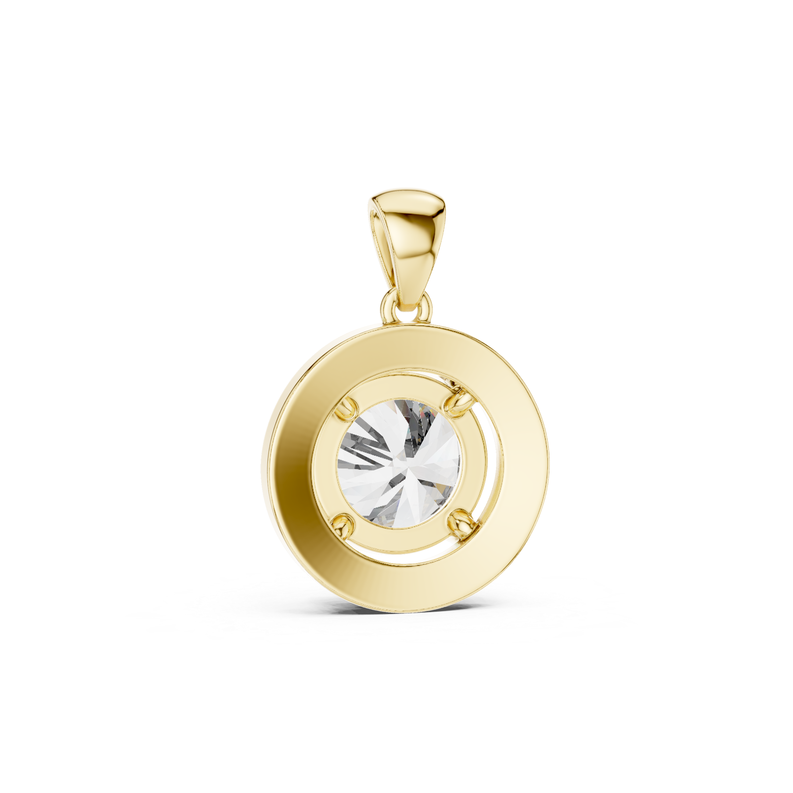 Round Bezel Frame Diamond Pendant in Yellow Gold - VYKA Diamonds