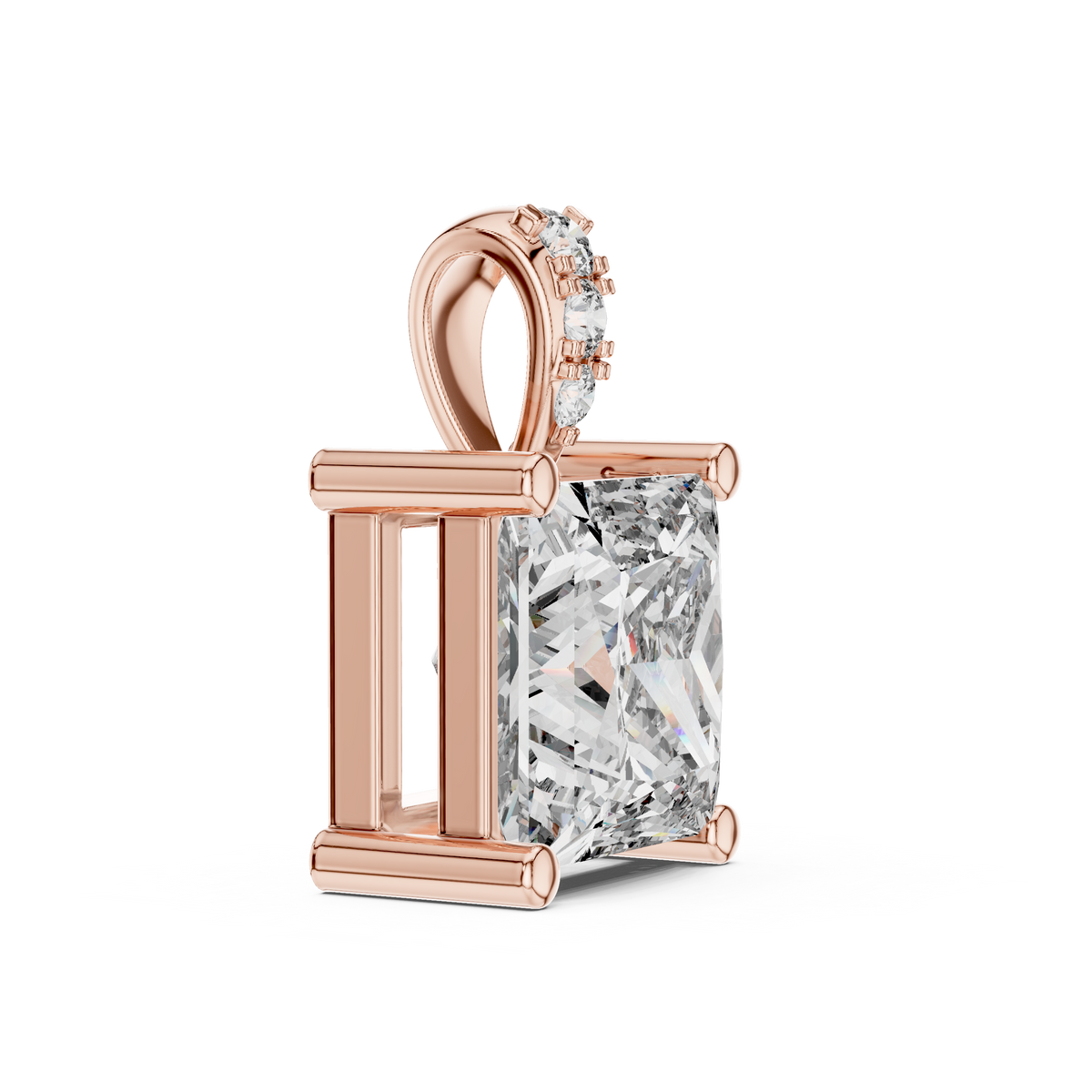 دلّاية سوليتير بألماسة برنسيس وحلقة تعليق بالألماس in Rose Gold - VYKA Diamonds