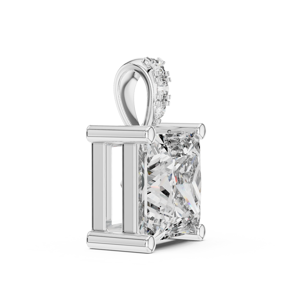 دلّاية سوليتير بألماسة برنسيس وحلقة تعليق بالألماس in White Gold - VYKA Diamonds