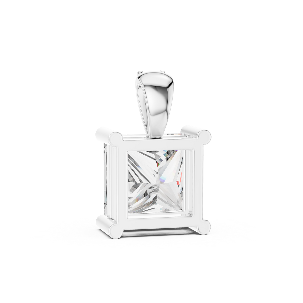 دلّاية سوليتير بألماسة برنسيس وحلقة تعليق بالألماس in White Gold - VYKA Diamonds