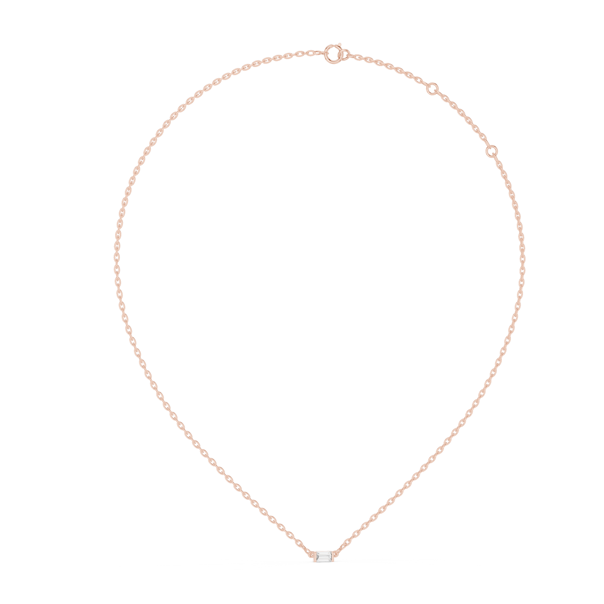 عقد سوليتير بألماسة باغيت أفقية in Rose Gold - VYKA Diamonds