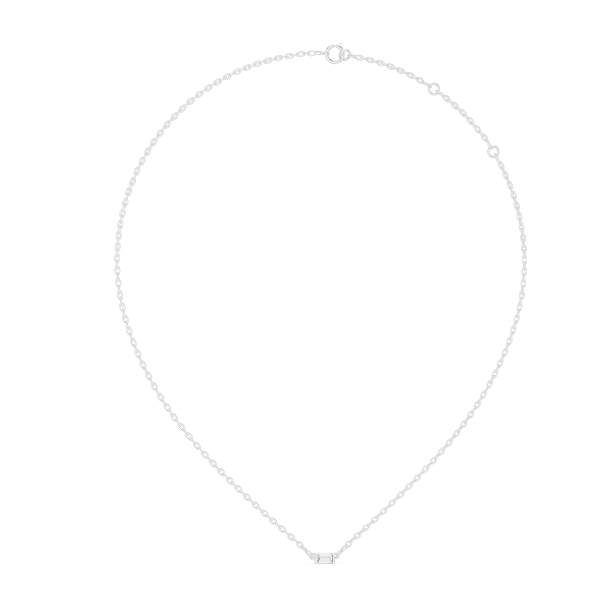 East-West Baguette Diamond Solitaire Necklace