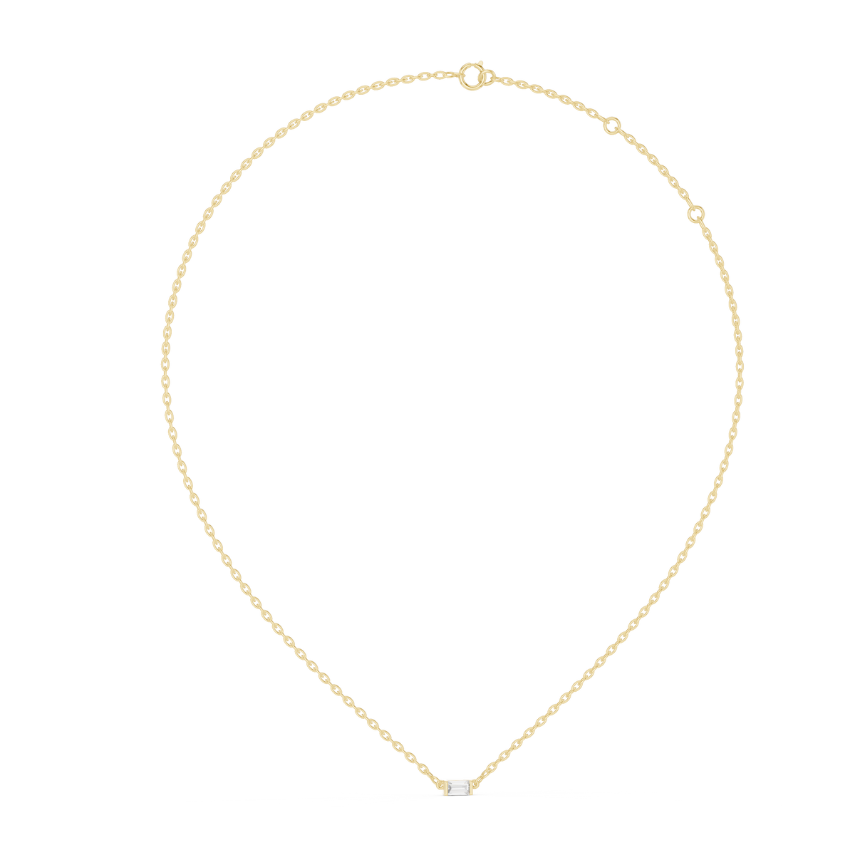 East-West Baguette Diamond Solitaire Necklace