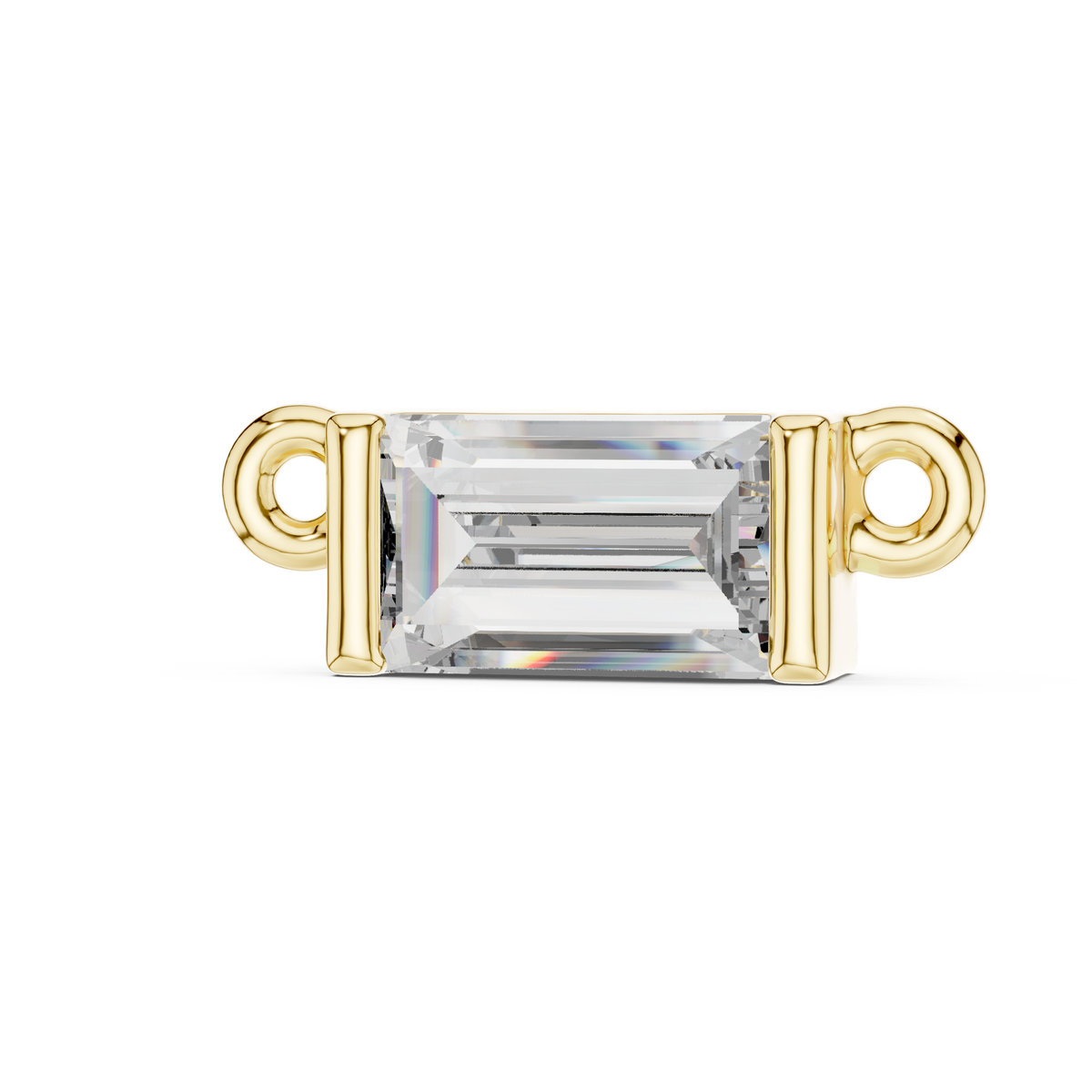 عقد سوليتير بألماسة باغيت أفقية in Yellow Gold - VYKA Diamonds