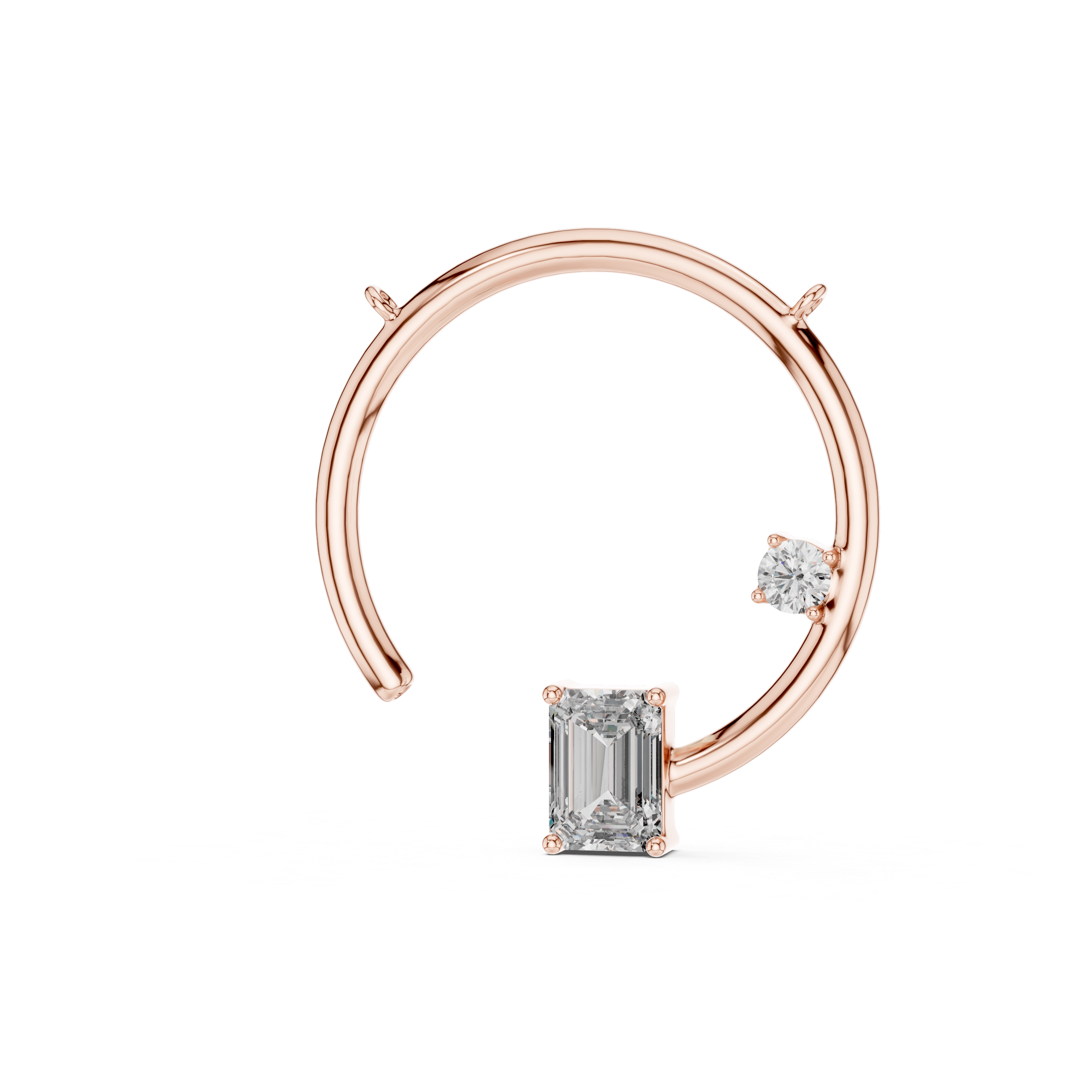 Dual Stone Crescent Diamond Pendant in Rose Gold - VYKA Diamonds