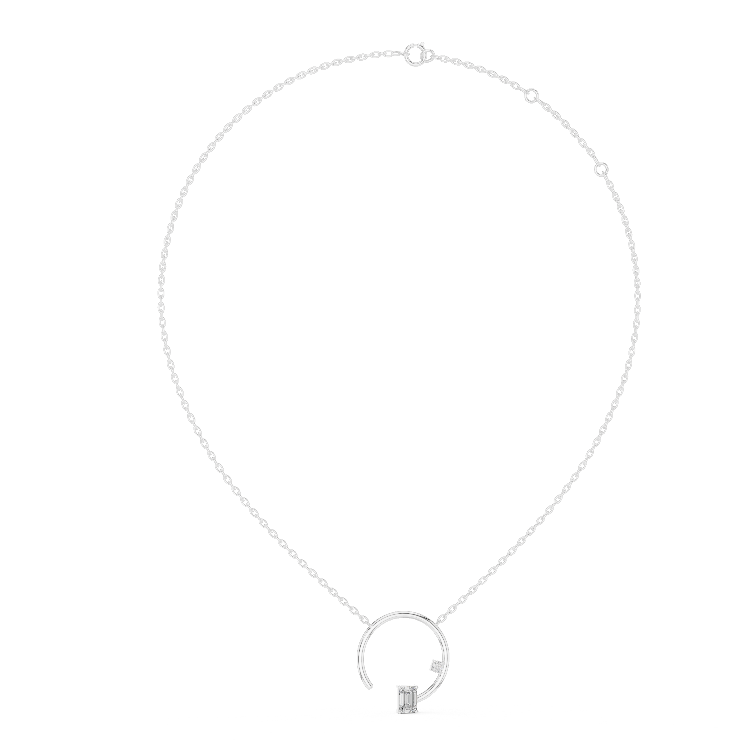 Dual Stone Crescent Diamond Pendant in White Gold - VYKA Diamonds