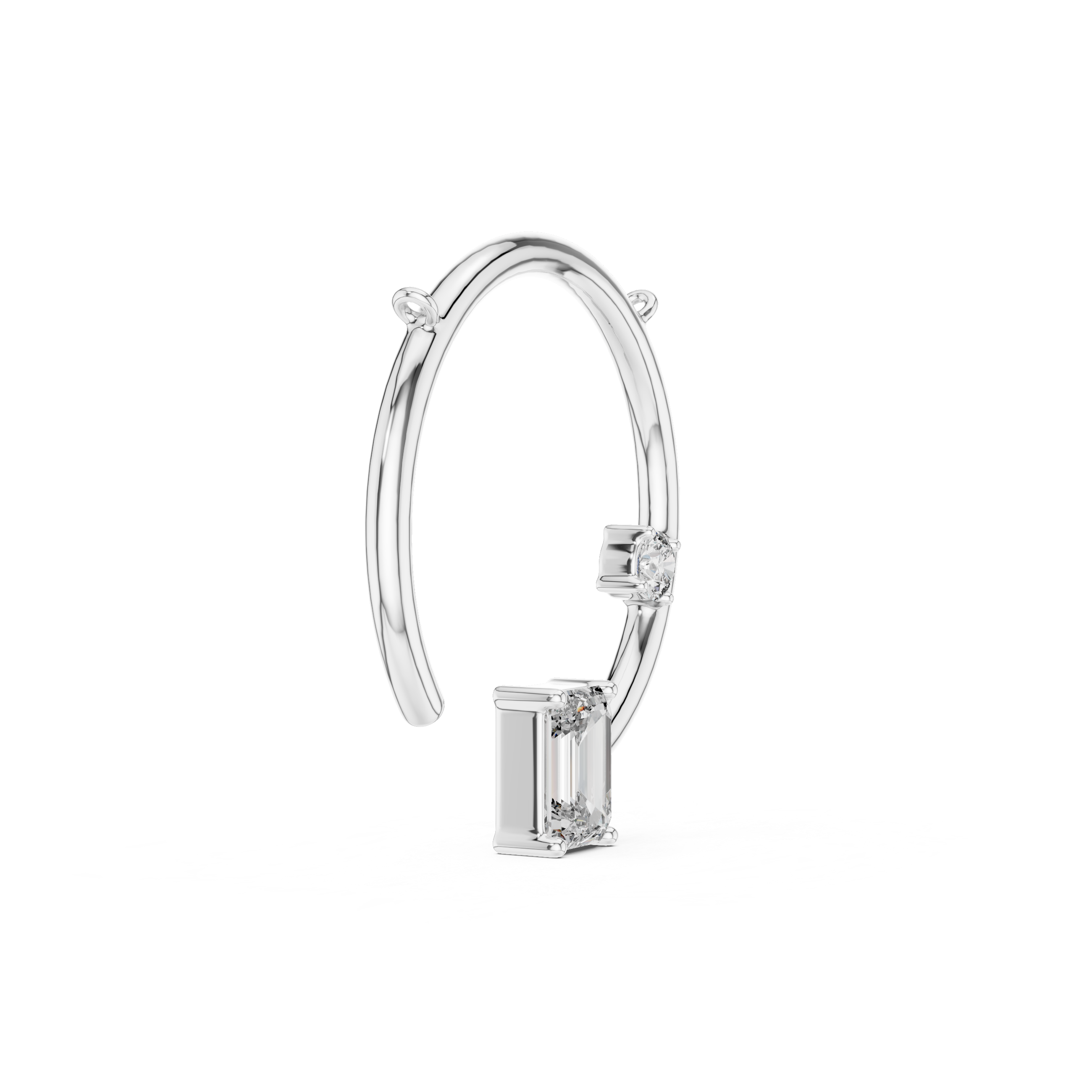 Dual Stone Crescent Diamond Pendant in White Gold - VYKA Diamonds