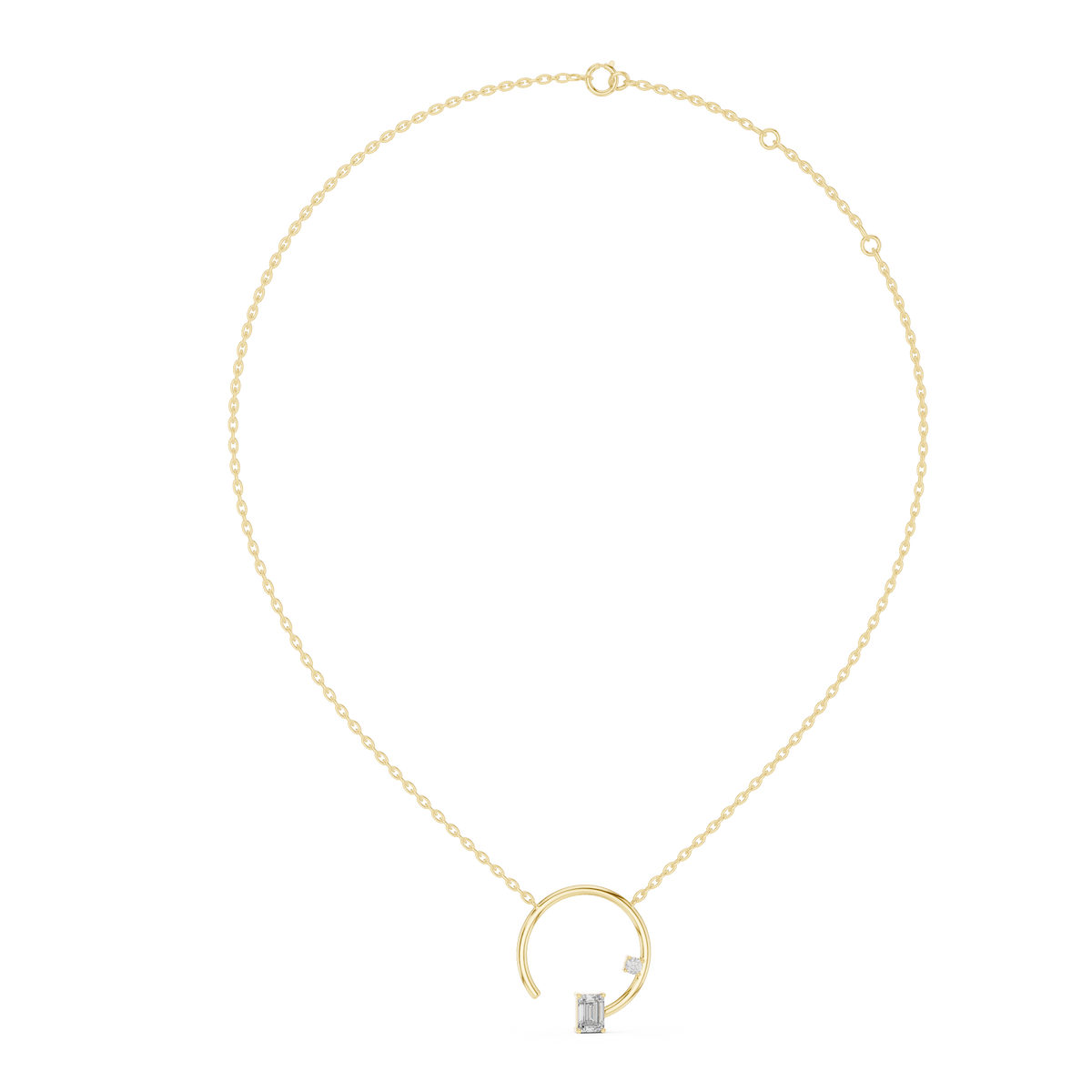 Dual Stone Crescent Diamond Pendant