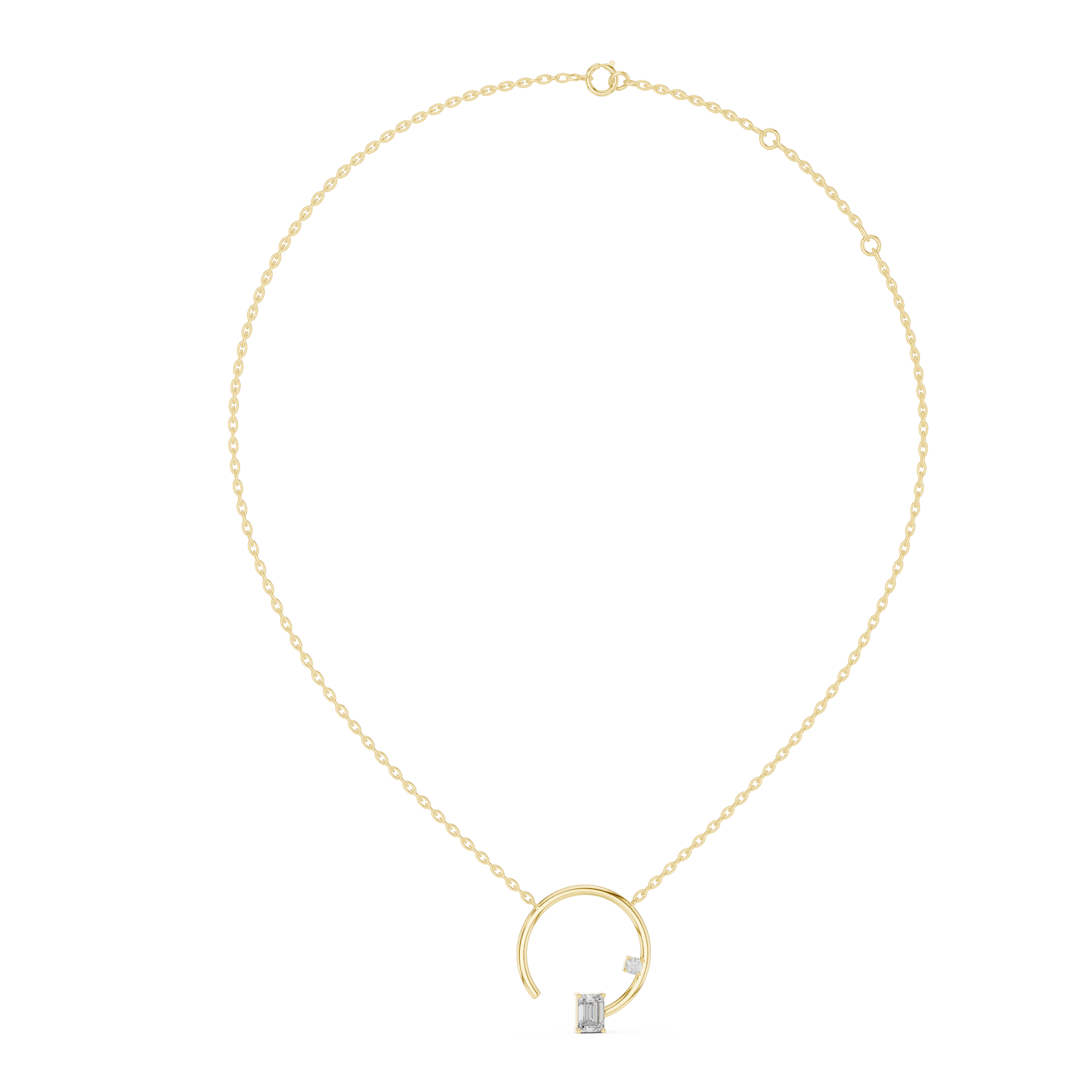 Dual Stone Crescent Diamond Pendant in Yellow Gold - VYKA Diamonds