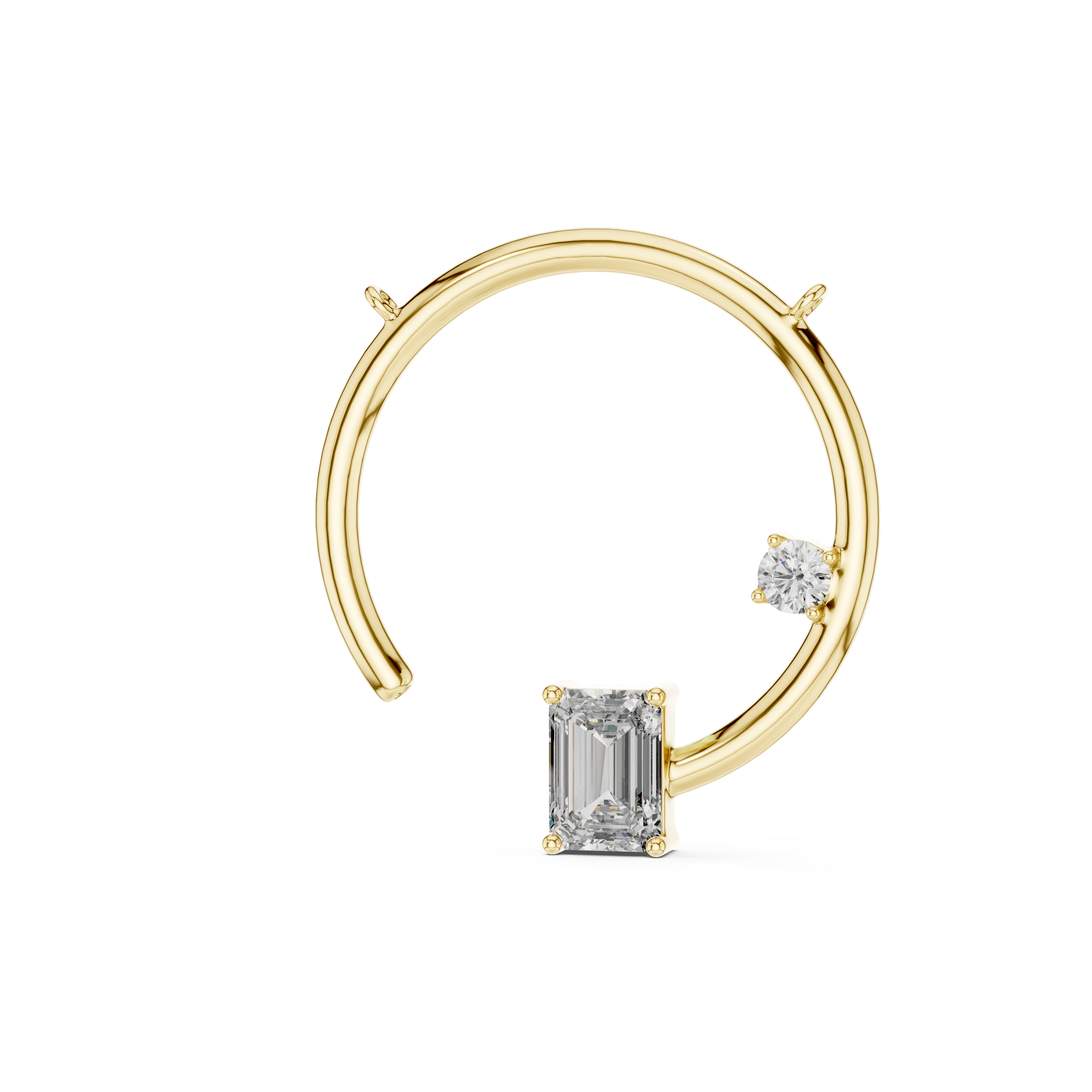 Dual Stone Crescent Diamond Pendant in Yellow Gold - VYKA Diamonds