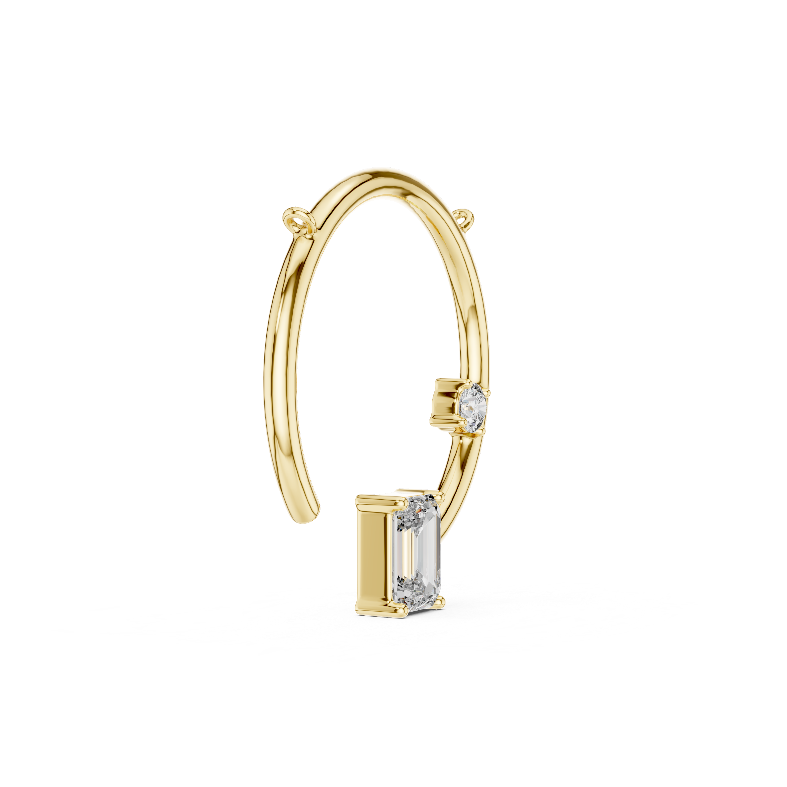 Dual Stone Crescent Diamond Pendant in Yellow Gold - VYKA Diamonds
