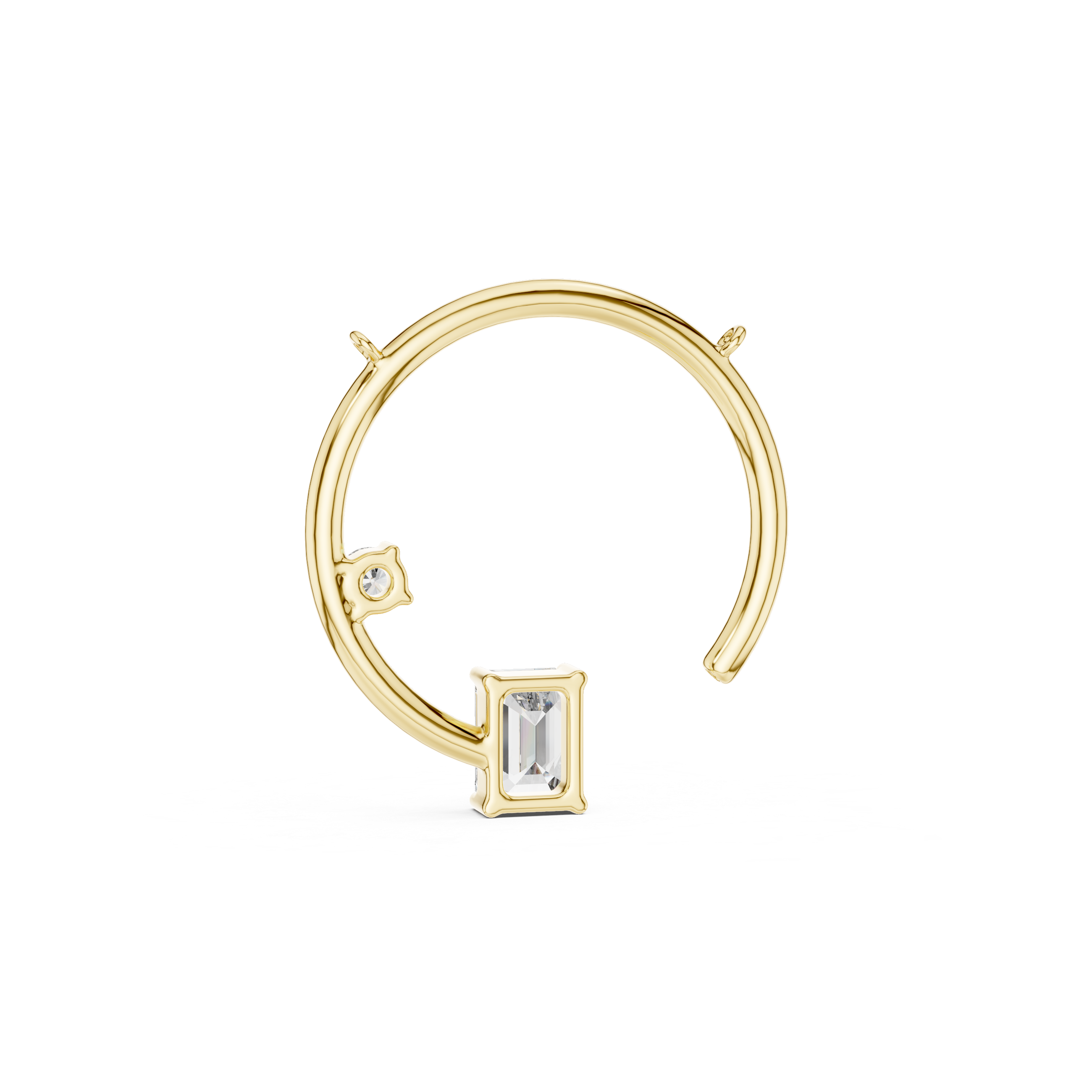 Dual Stone Crescent Diamond Pendant in Yellow Gold - VYKA Diamonds