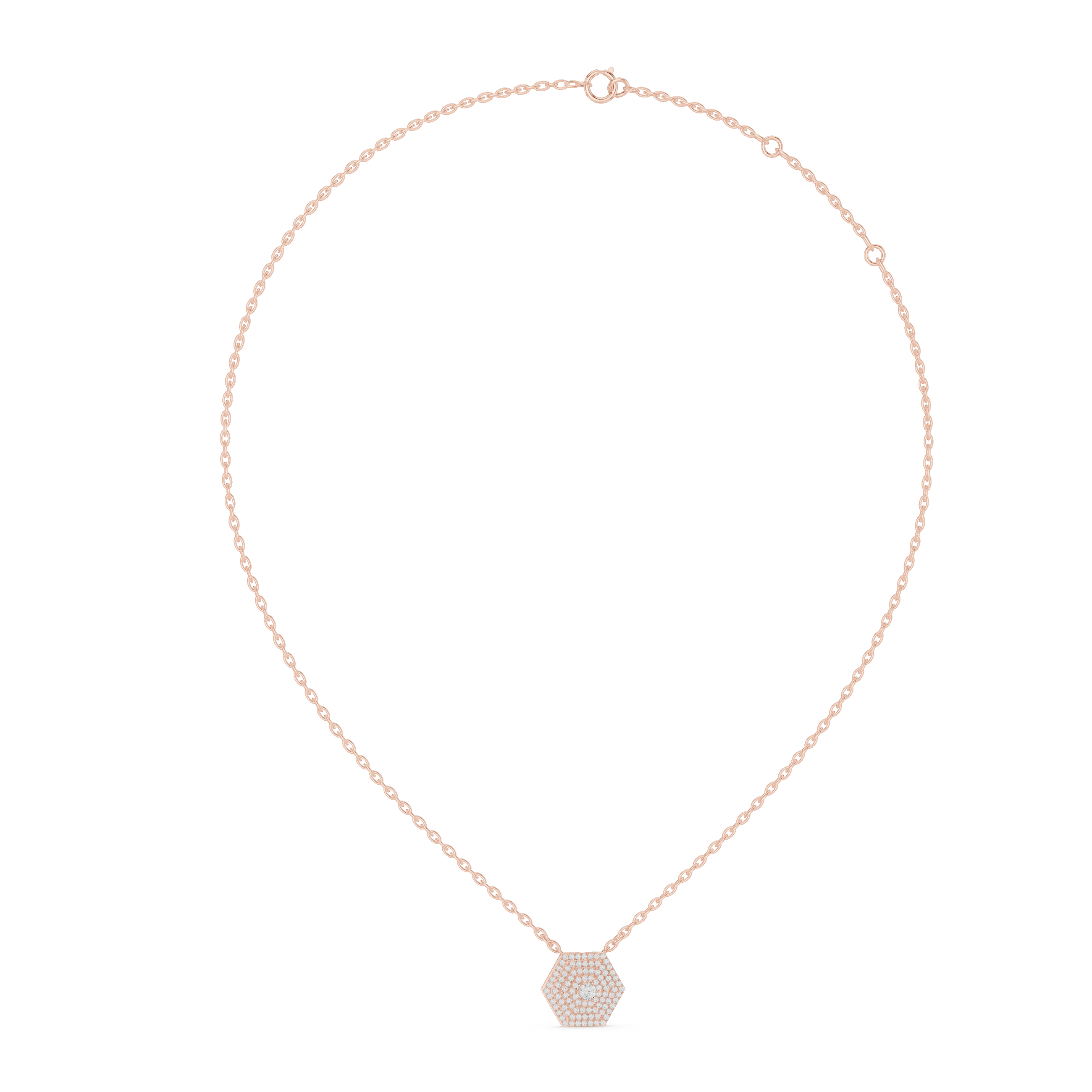 Hexagonal Pave Diamond Pendant in Rose Gold - VYKA Diamonds