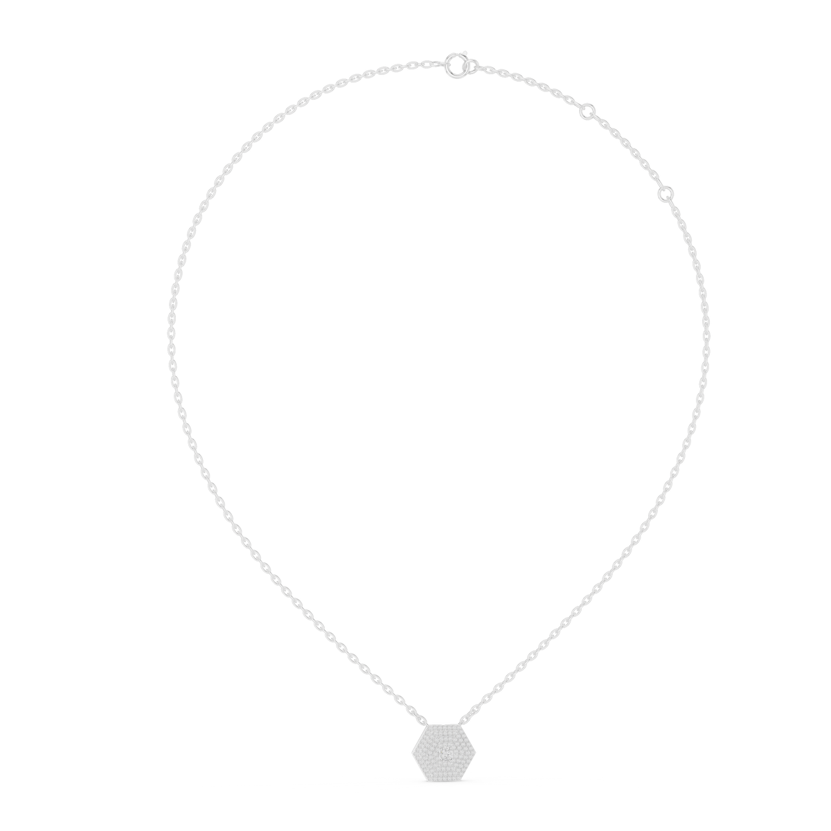 Hexagonal Pave Diamond Pendant