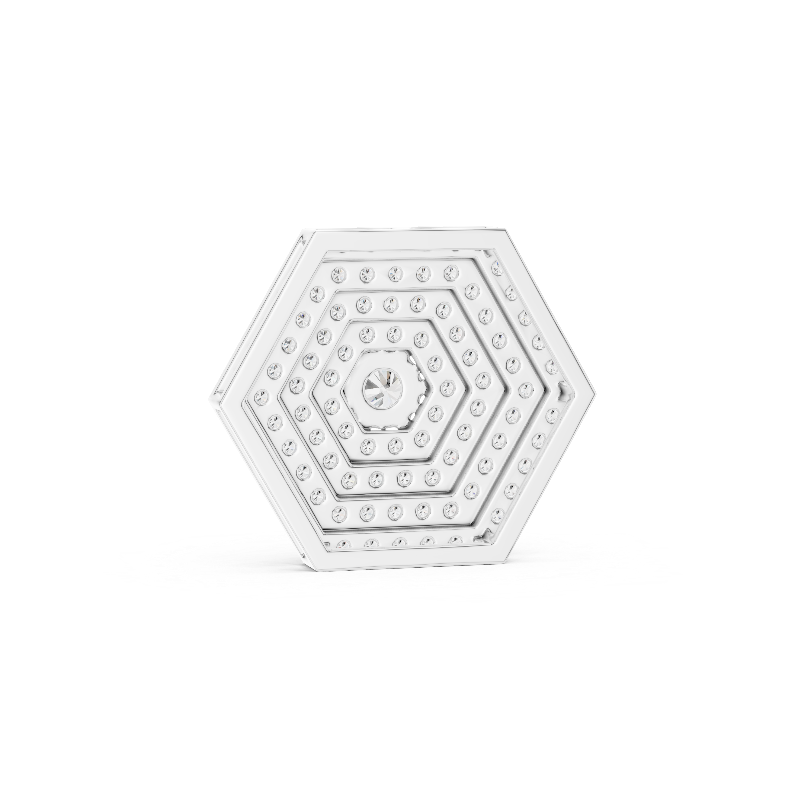 Hexagonal Pave Diamond Pendant in White Gold - VYKA Diamonds