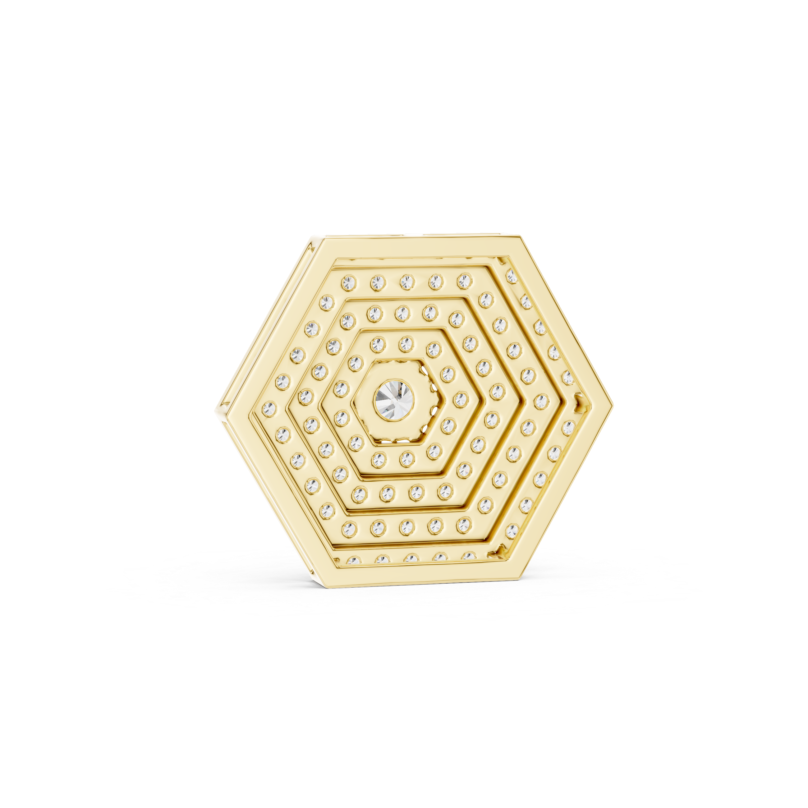 Hexagonal Pave Diamond Pendant in Yellow Gold - VYKA Diamonds